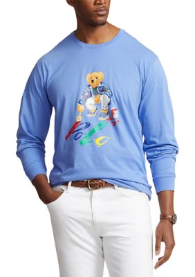 Polo Ralph Lauren Big And Tall Long-Sleeve V-Neck T-Shirt in White