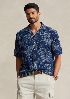 Polo Ralph Lauren Men's Big & Tall Koi-Print Cotton-Linen Shirt