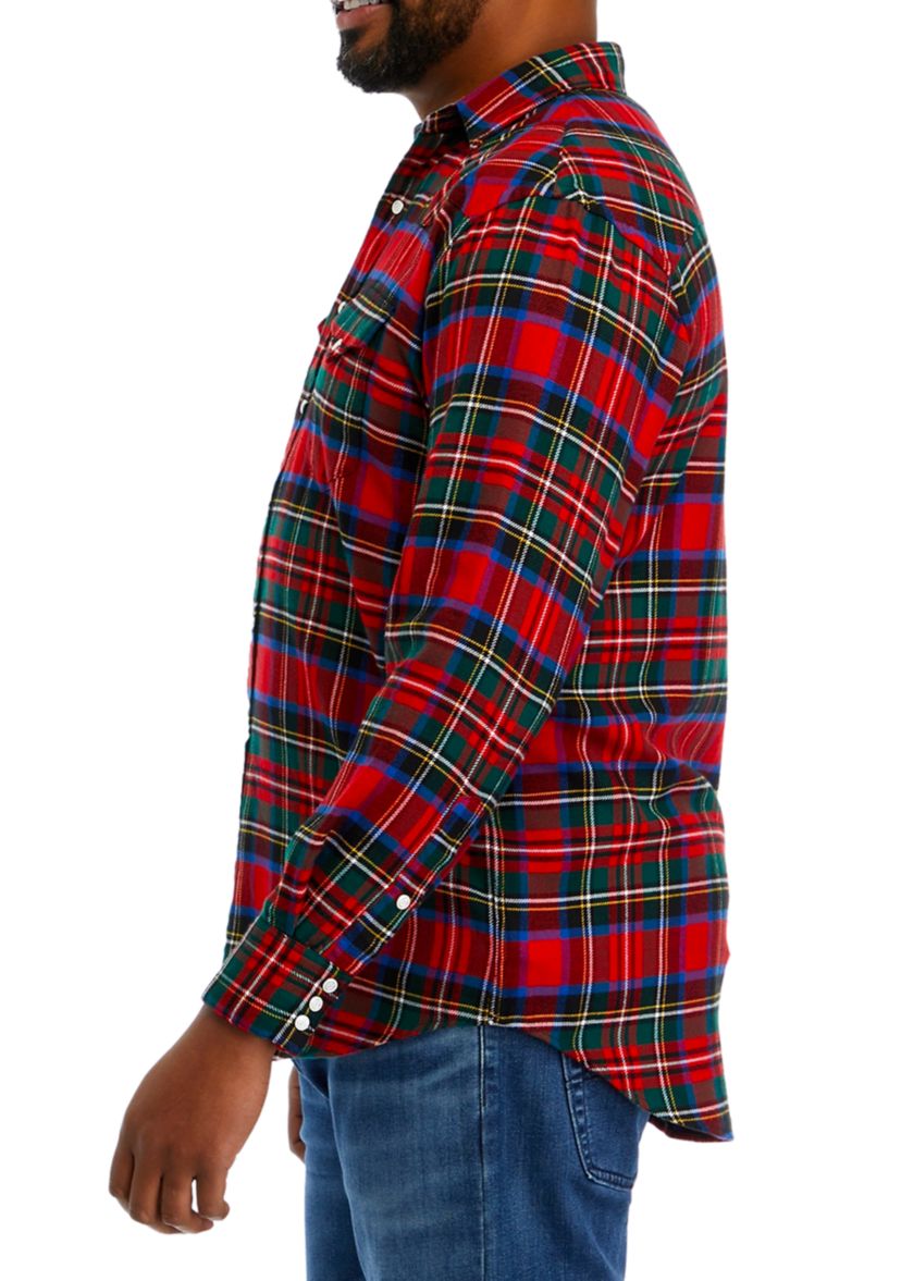 Big & Tall Holiday Woven Button Down Shirt