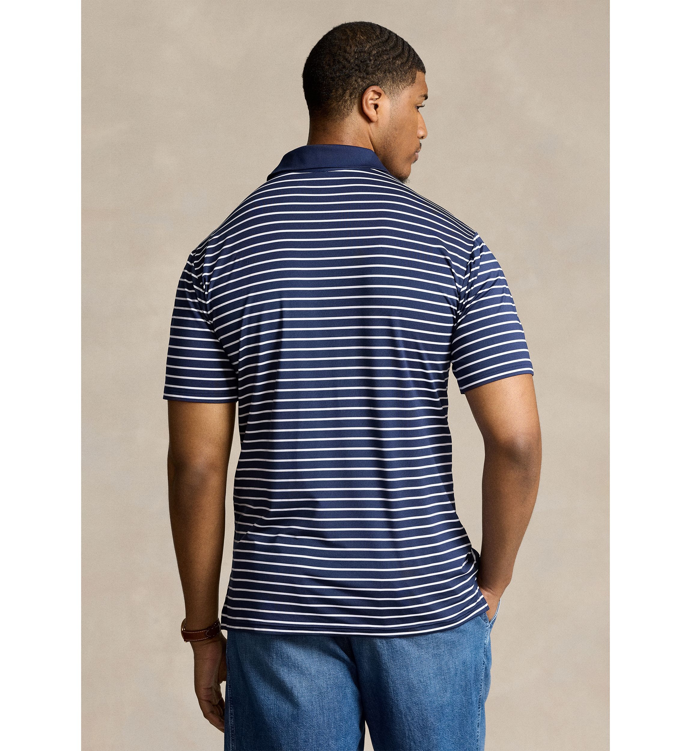 Big & Tall Striped Stretch Performance Polo Shirt