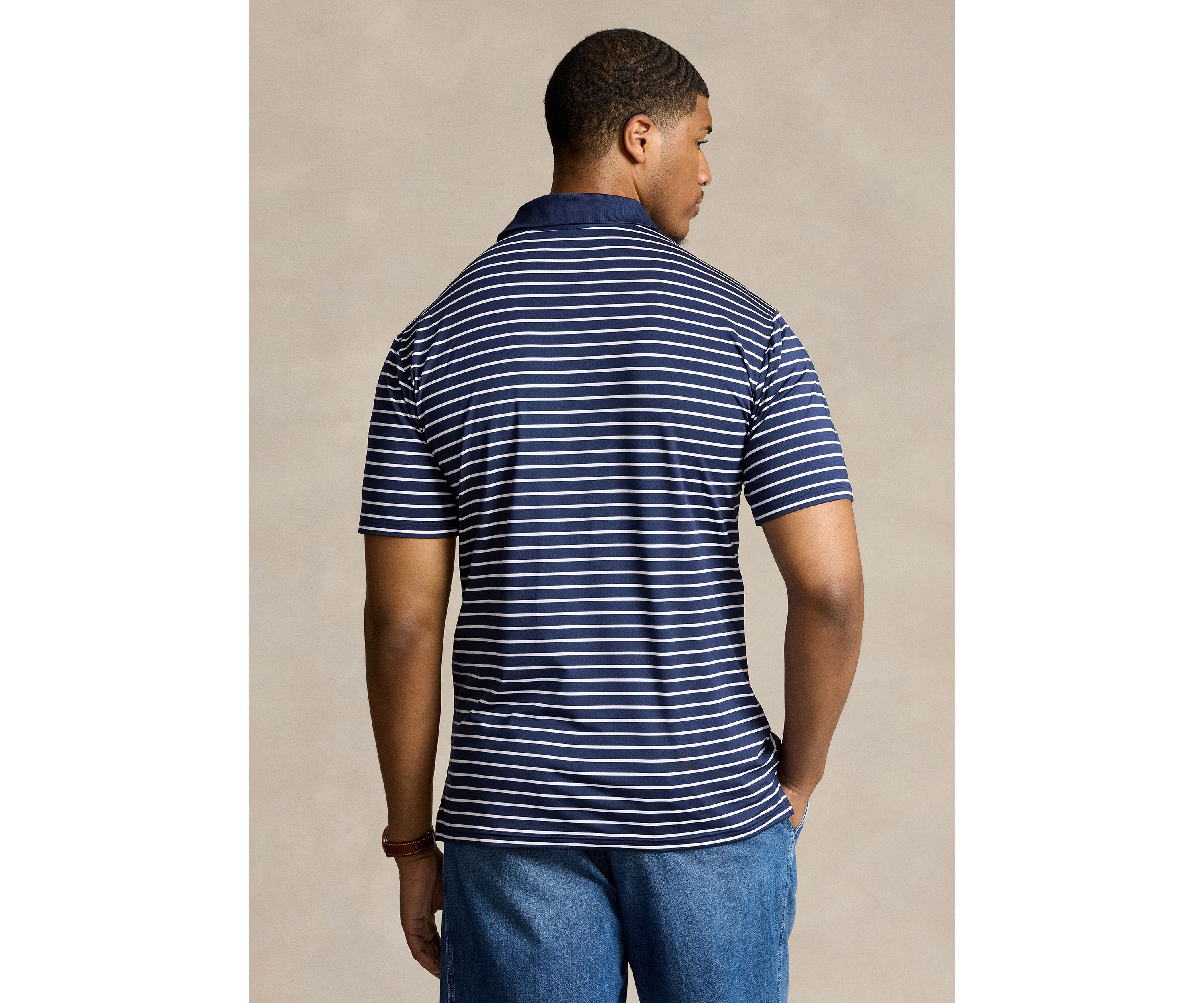 Big & Tall Striped Stretch Performance Polo Shirt