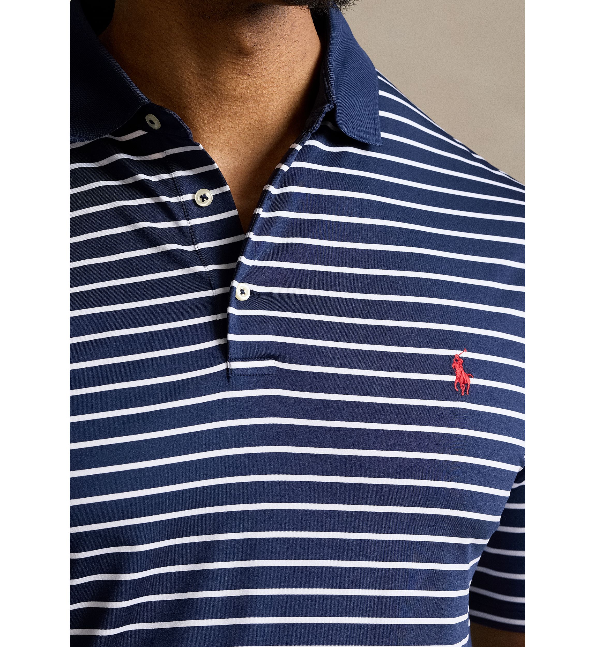 Big & Tall Striped Stretch Performance Polo Shirt