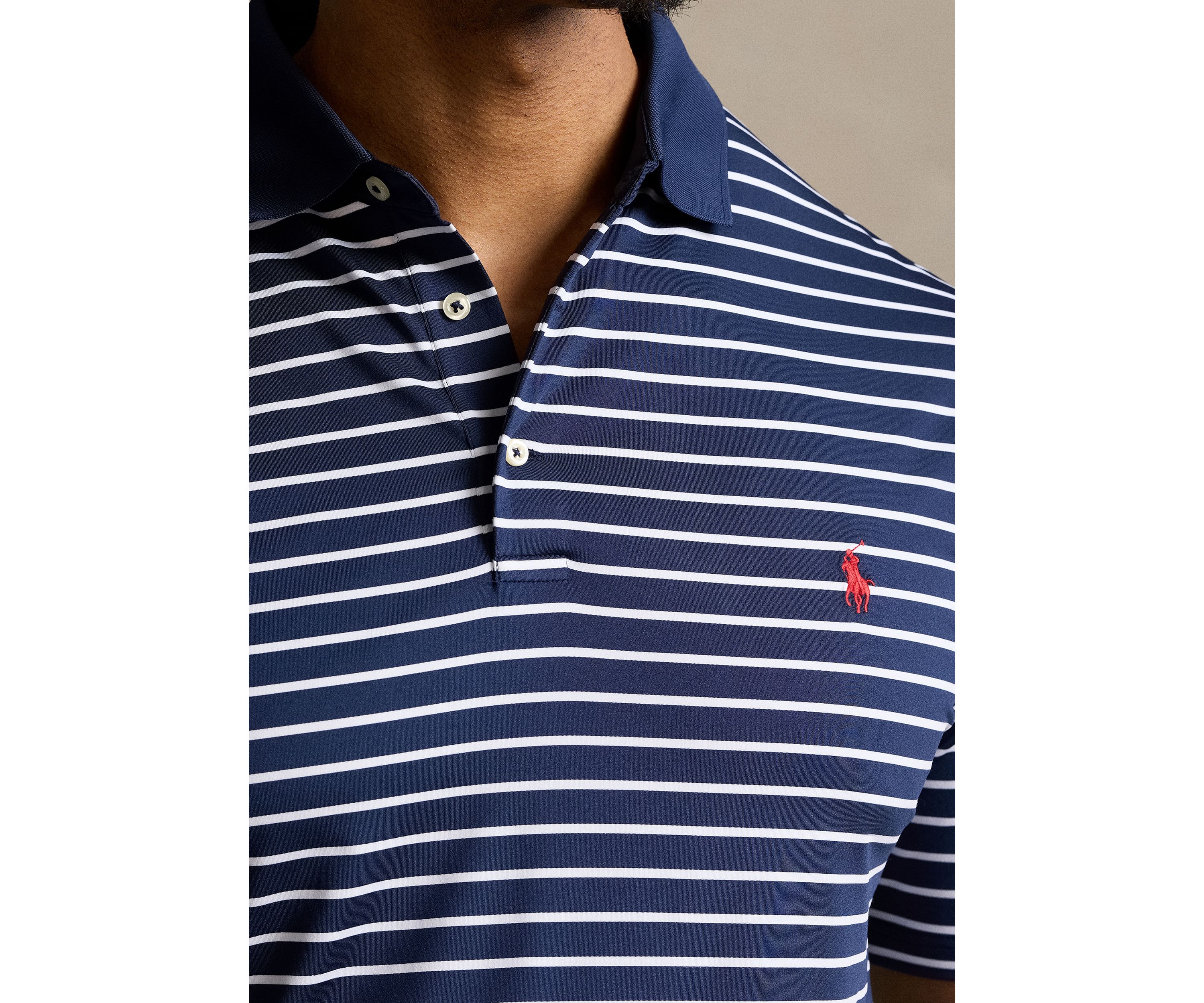 Big & Tall Striped Stretch Performance Polo Shirt