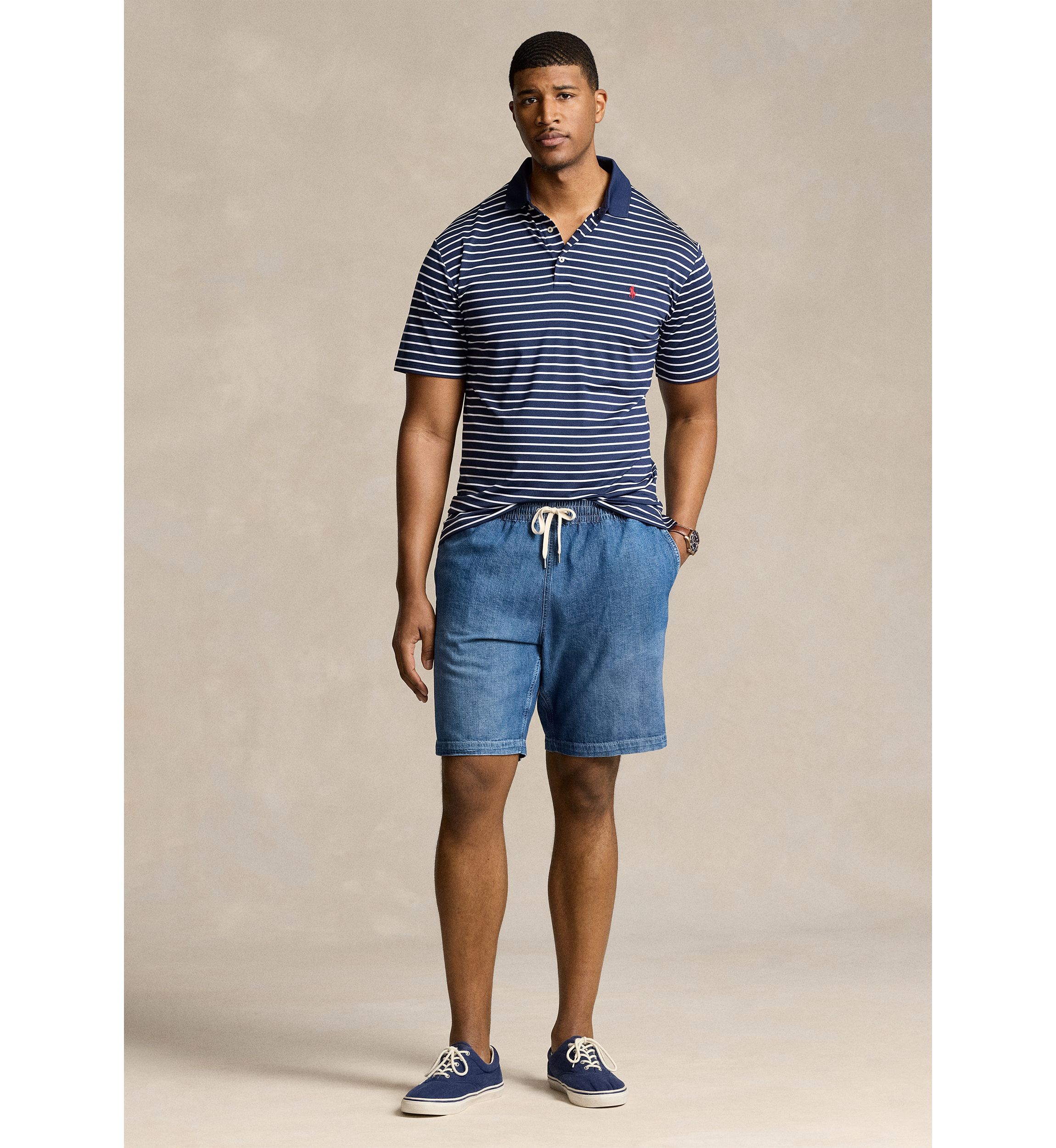 Big & Tall Striped Stretch Performance Polo Shirt