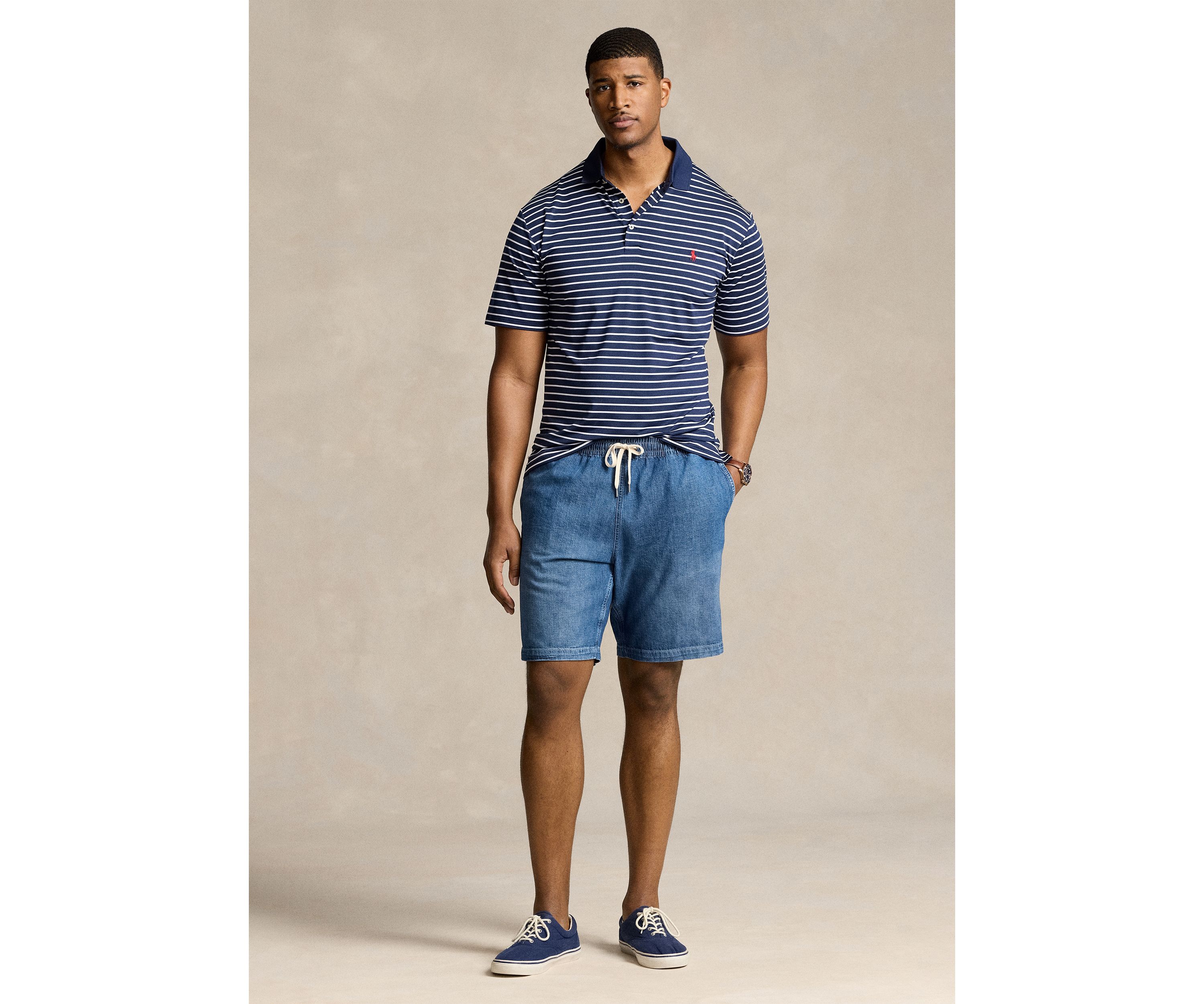 Big & Tall Striped Stretch Performance Polo Shirt