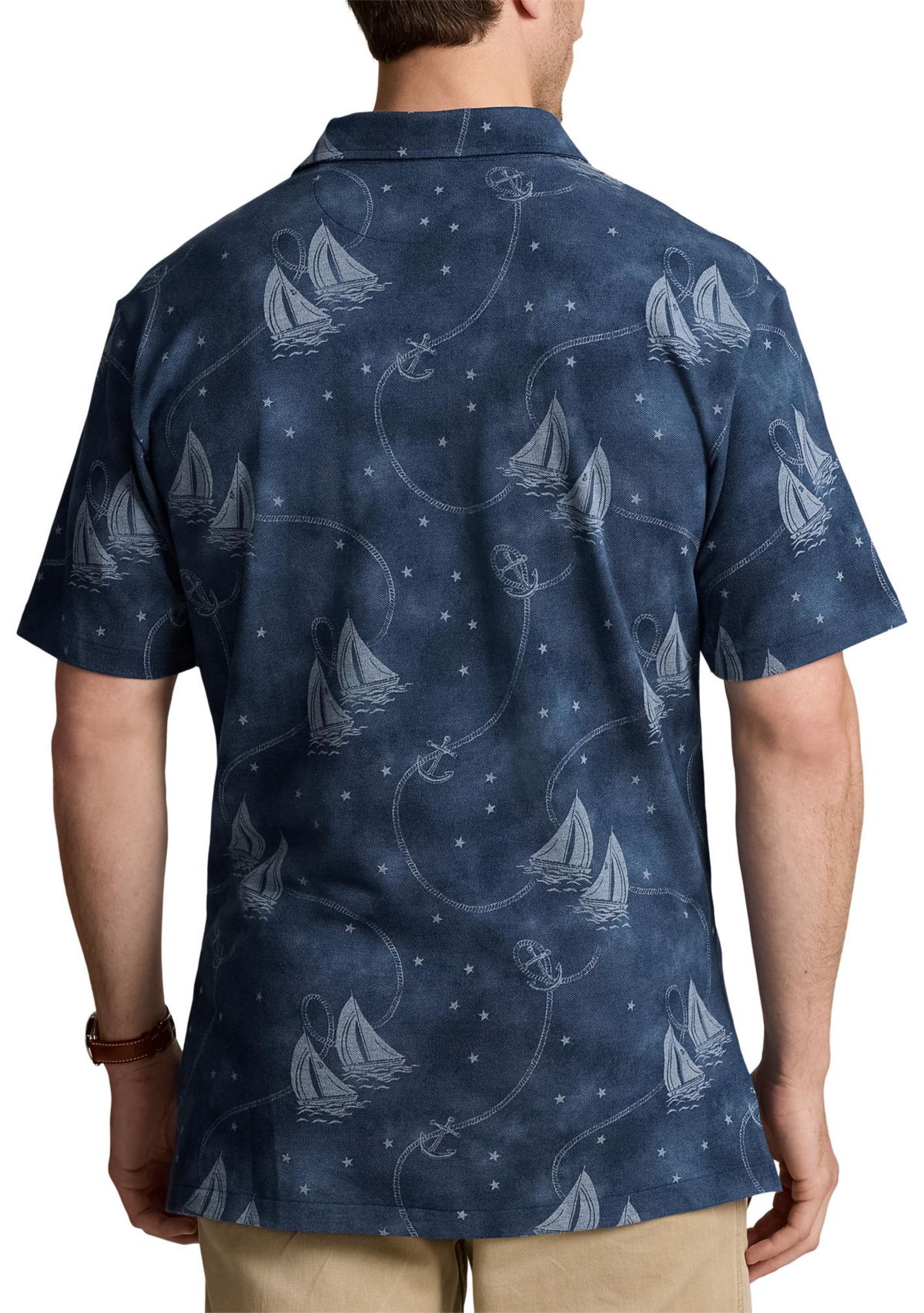 Big & Tall Printed Mesh Polo Shirt