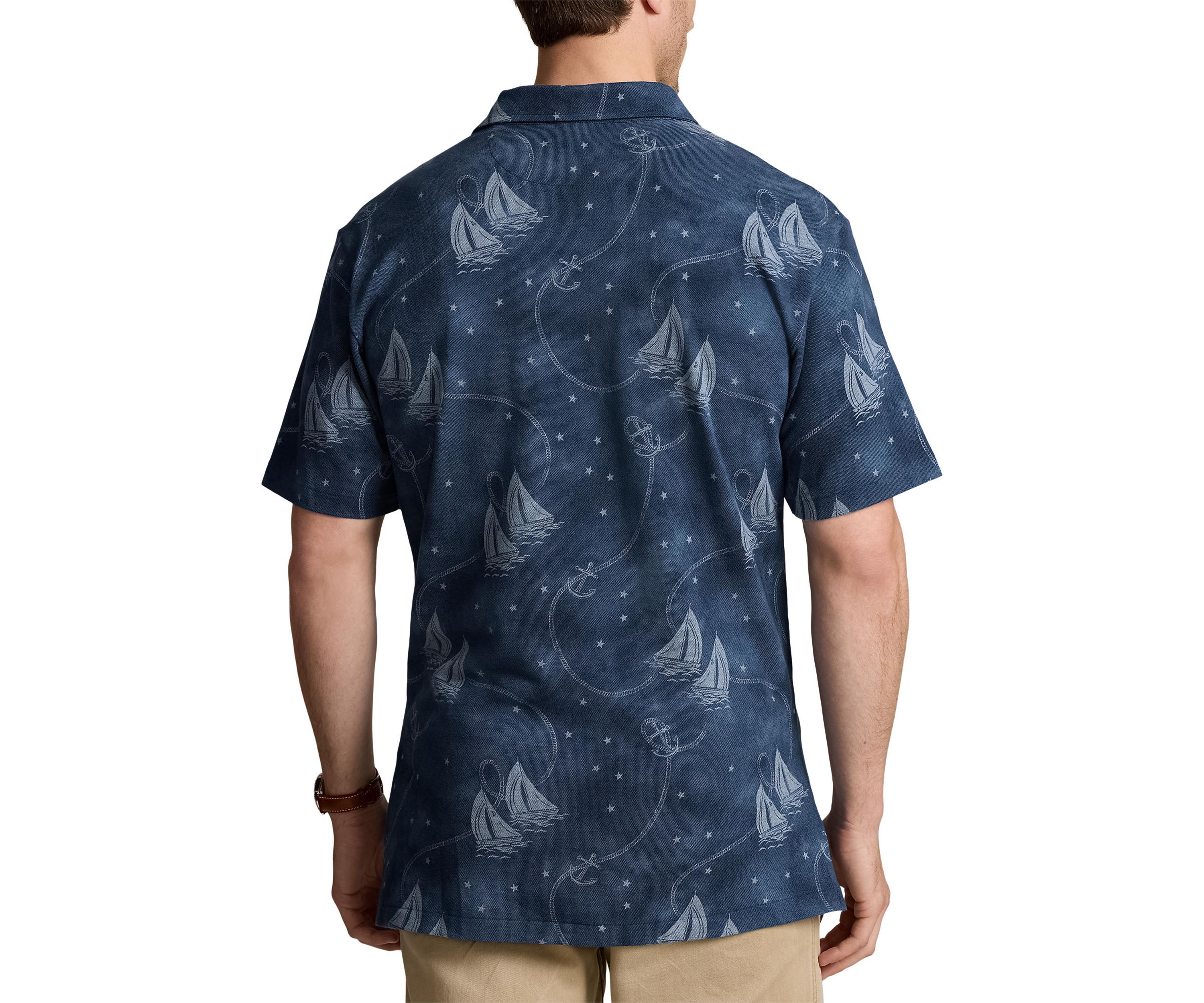 Big & Tall Printed Mesh Polo Shirt