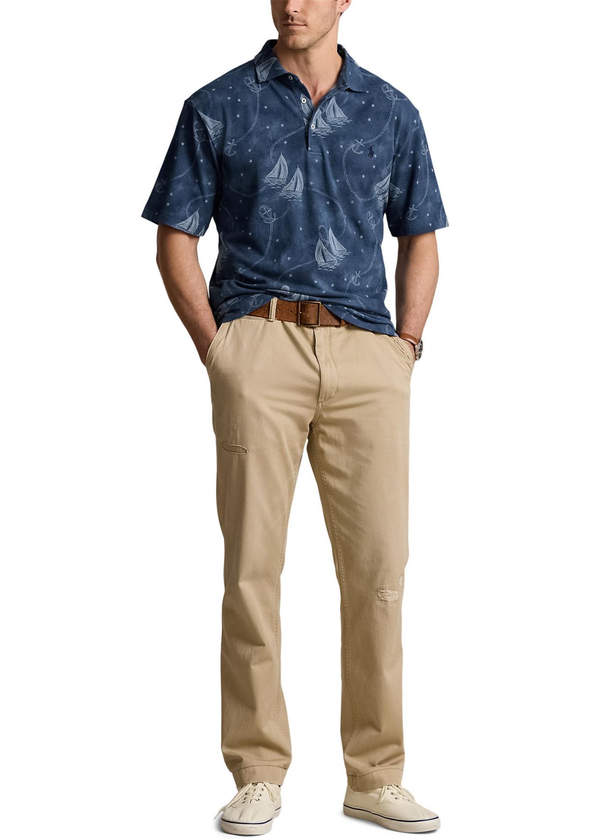 Big & Tall Printed Mesh Polo Shirt