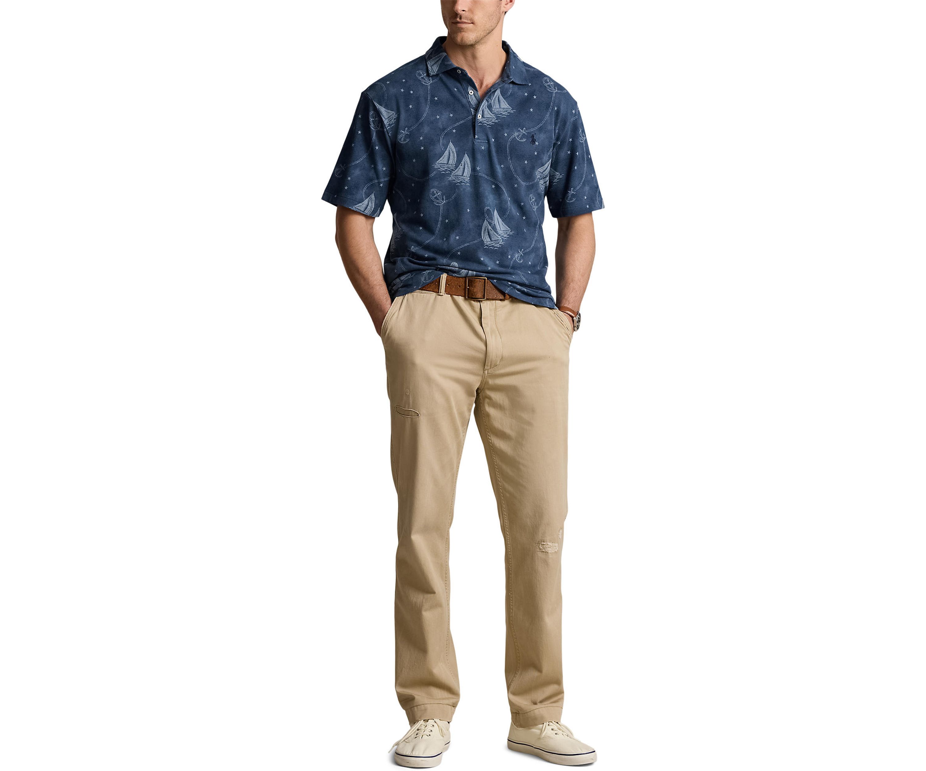 Big & Tall Printed Mesh Polo Shirt