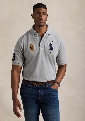 Polo Ralph Lauren Men's Big & Tall Big Pony Crest Mesh Polo Shirt, Grey, 3X Big -  0197748547031