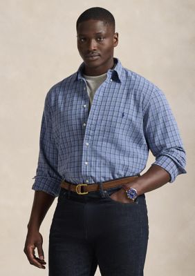 Polo Ralph Lauren Big & Tall Plaid Brushed Oxford Shirt, Blue, 3XLT