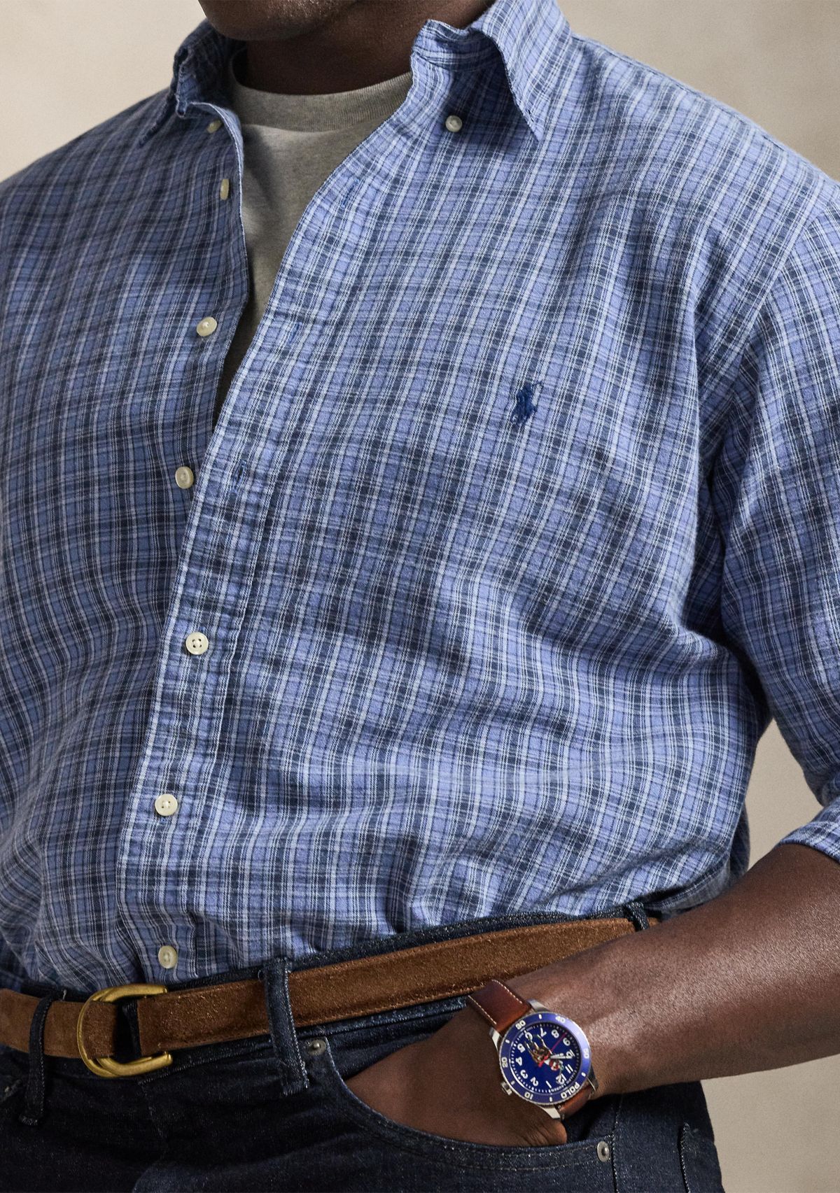 Big & Tall Plaid Brushed Oxford Shirt
