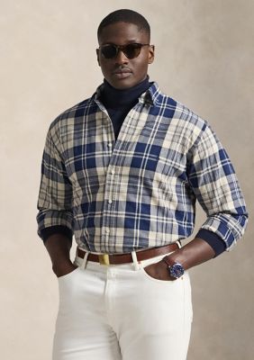 Polo Ralph Lauren Big & Tall Plaid Brushed Oxford Shirt, 2X Big