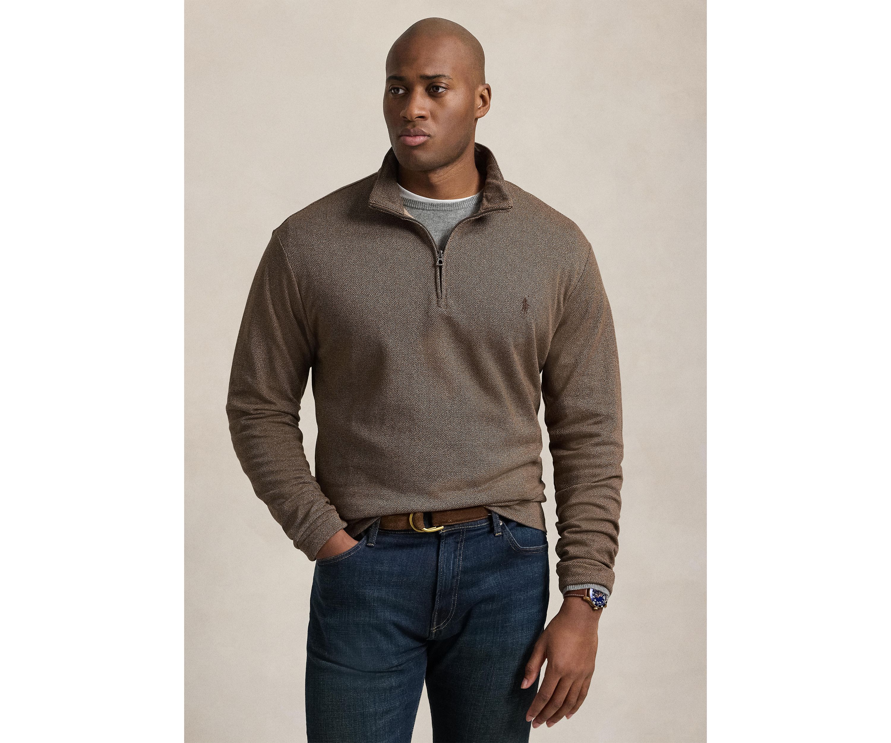 Big & Tall Luxury Jersey Herringbone Pullover