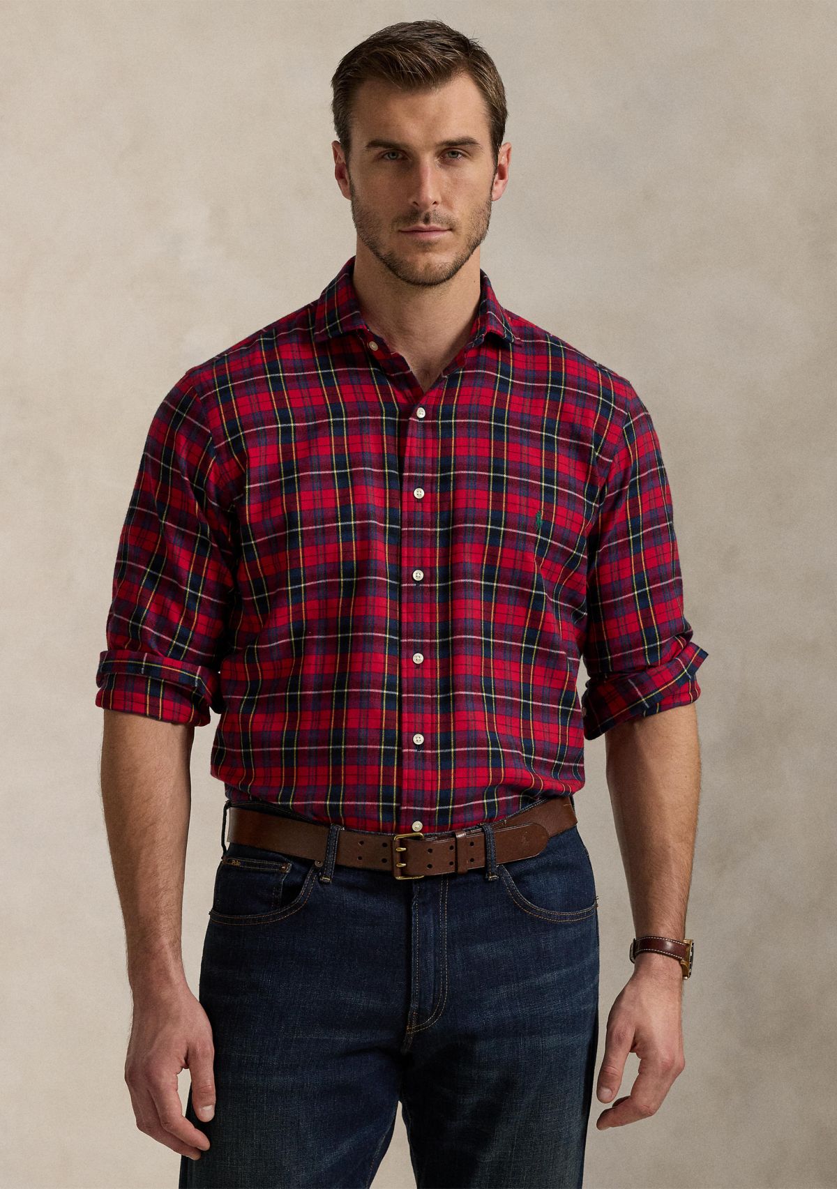 Big & Tall Classic Fit Plaid Brushed Twill Long Sleeve Woven Shirt