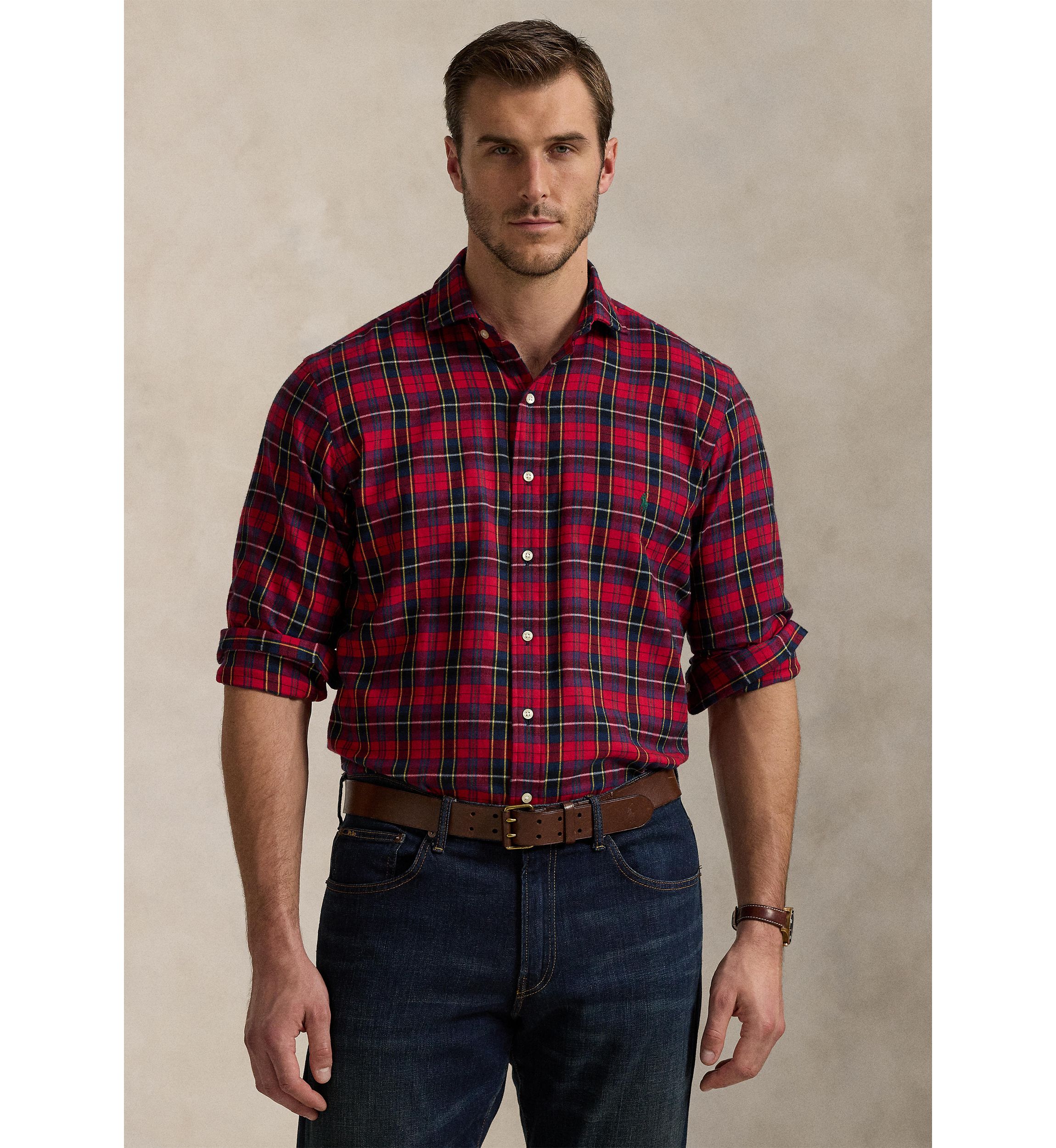 Big & Tall Classic Fit Plaid Brushed Twill Long Sleeve Woven Shirt
