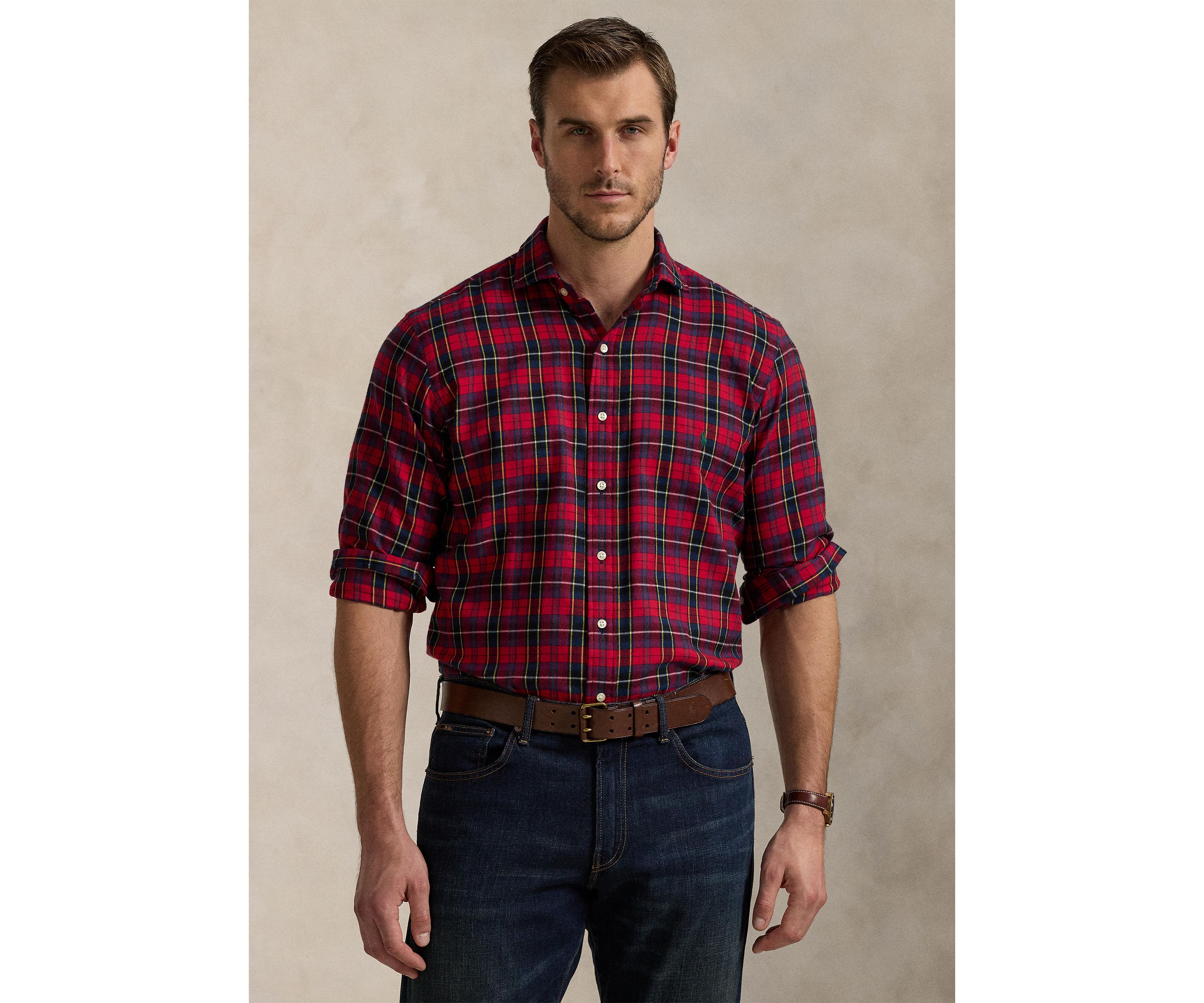 Big & Tall Classic Fit Plaid Brushed Twill Long Sleeve Woven Shirt