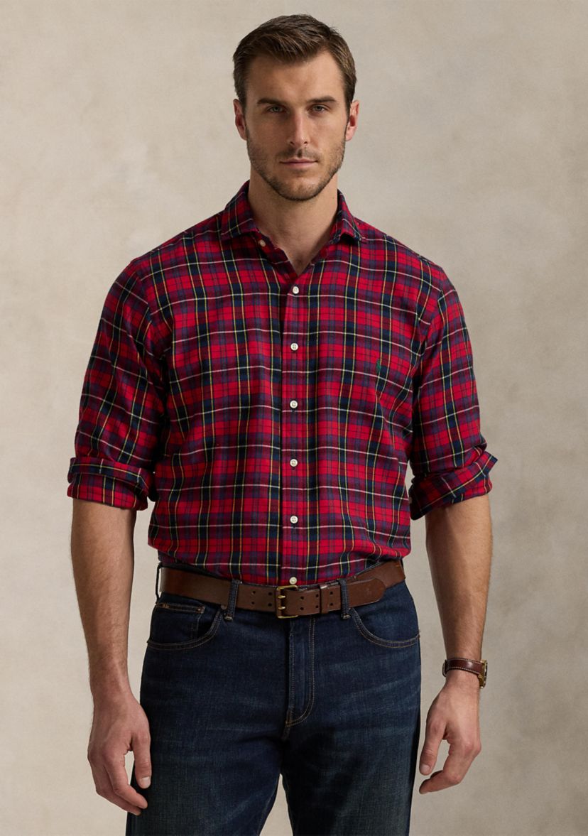 Big & Tall Classic Fit Plaid Brushed Twill Long Sleeve Woven Shirt