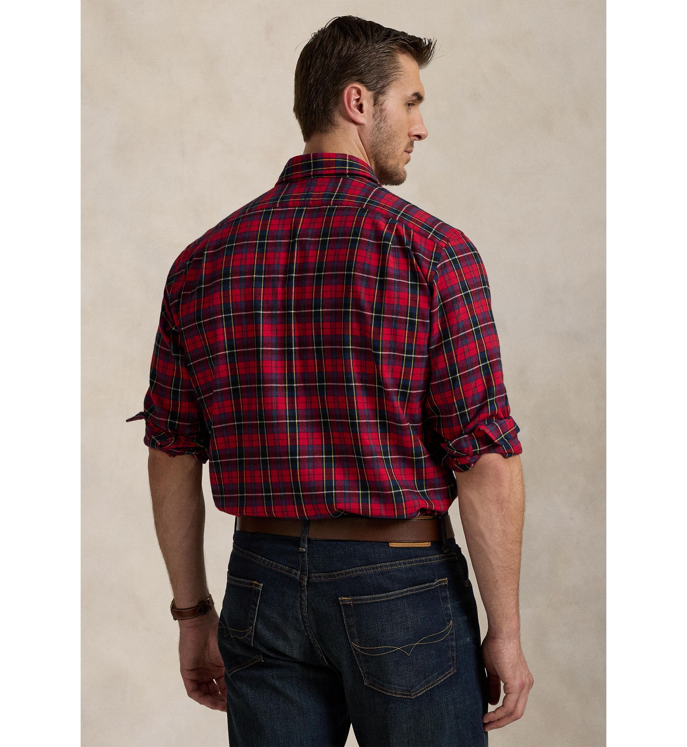 Big & Tall Classic Fit Plaid Brushed Twill Long Sleeve Woven Shirt