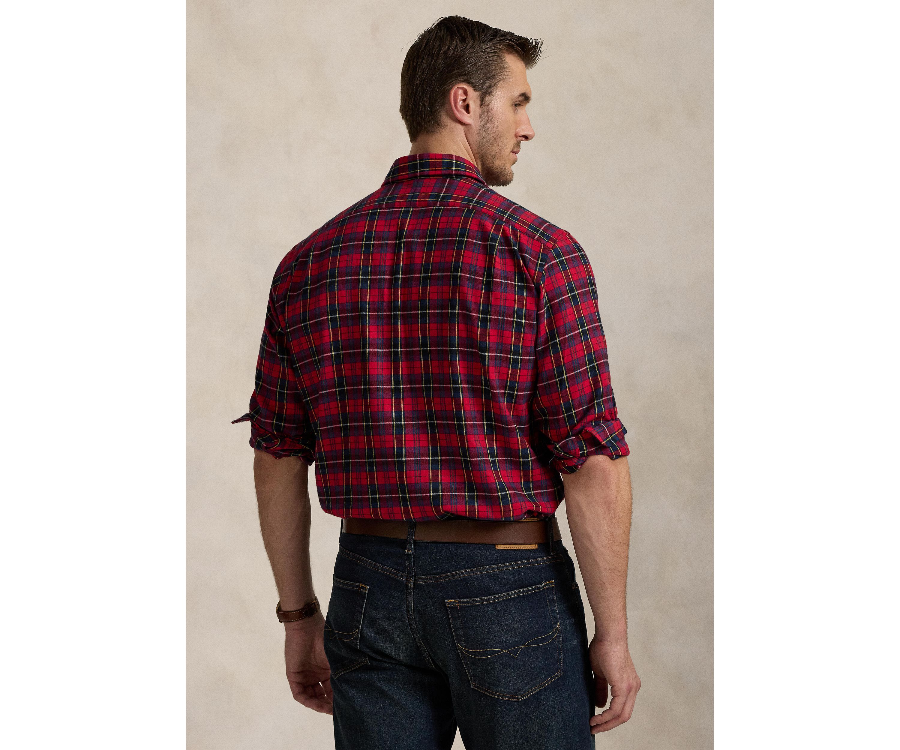 Big & Tall Classic Fit Plaid Brushed Twill Long Sleeve Woven Shirt