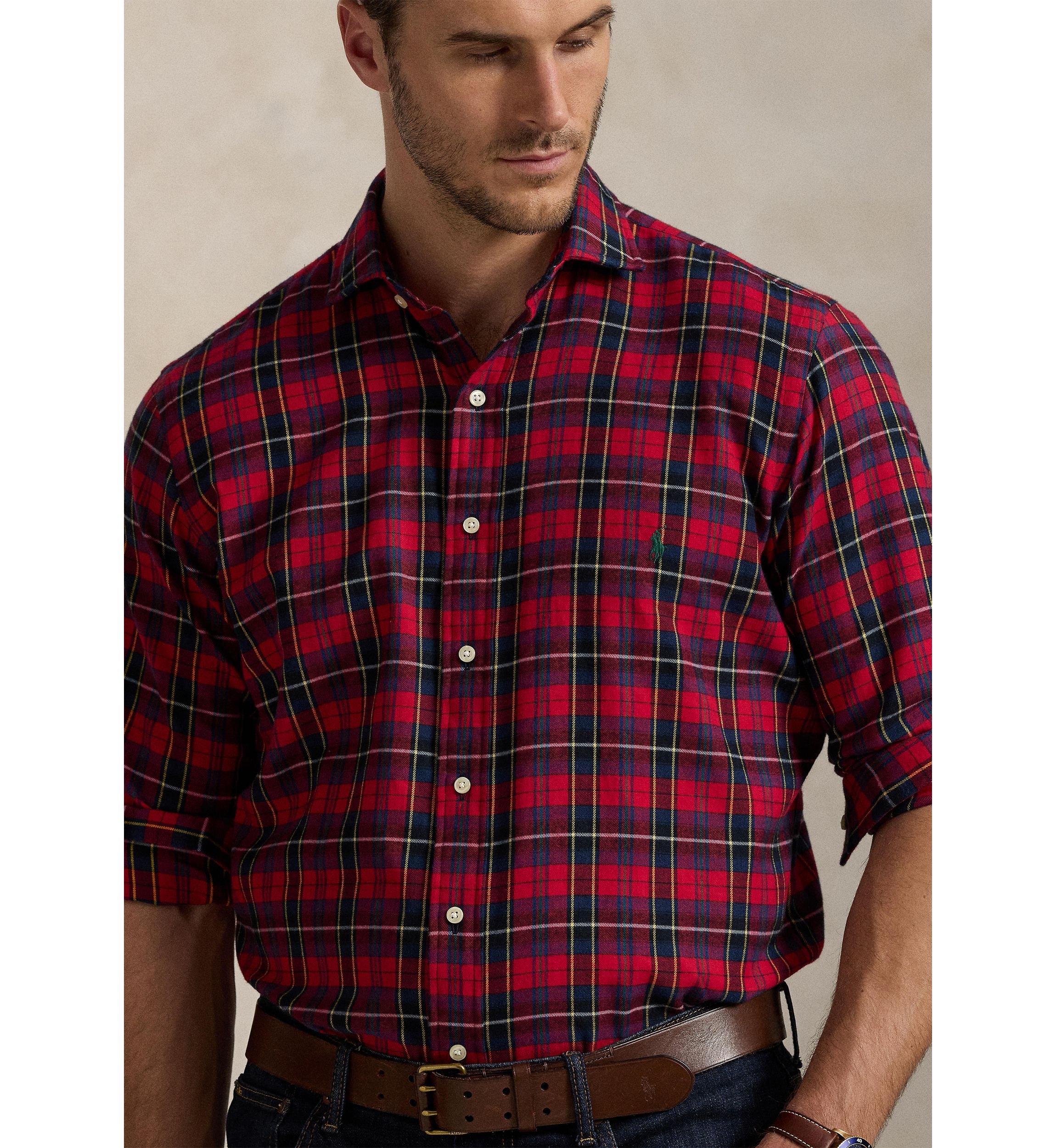 Big & Tall Classic Fit Plaid Brushed Twill Long Sleeve Woven Shirt