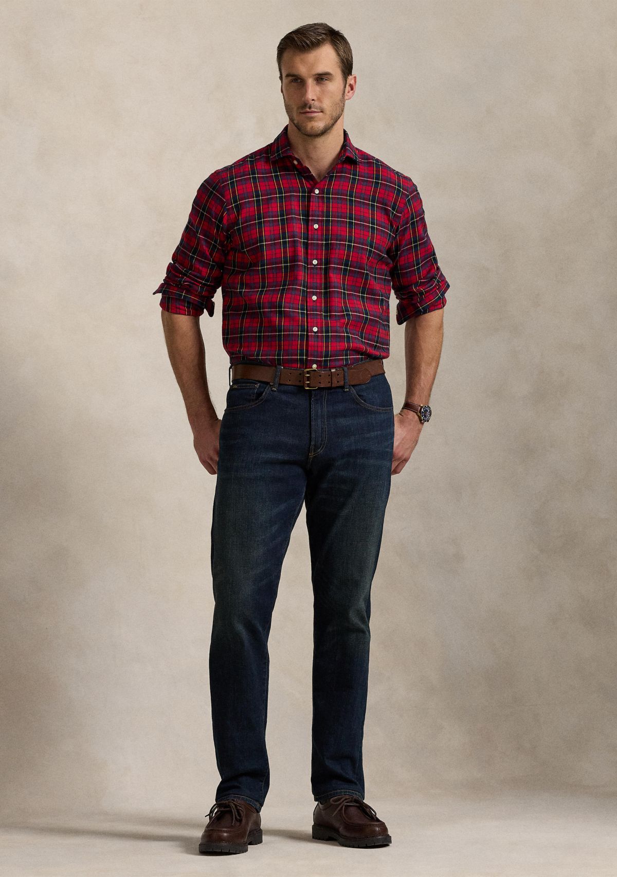 Big & Tall Classic Fit Plaid Brushed Twill Long Sleeve Woven Shirt