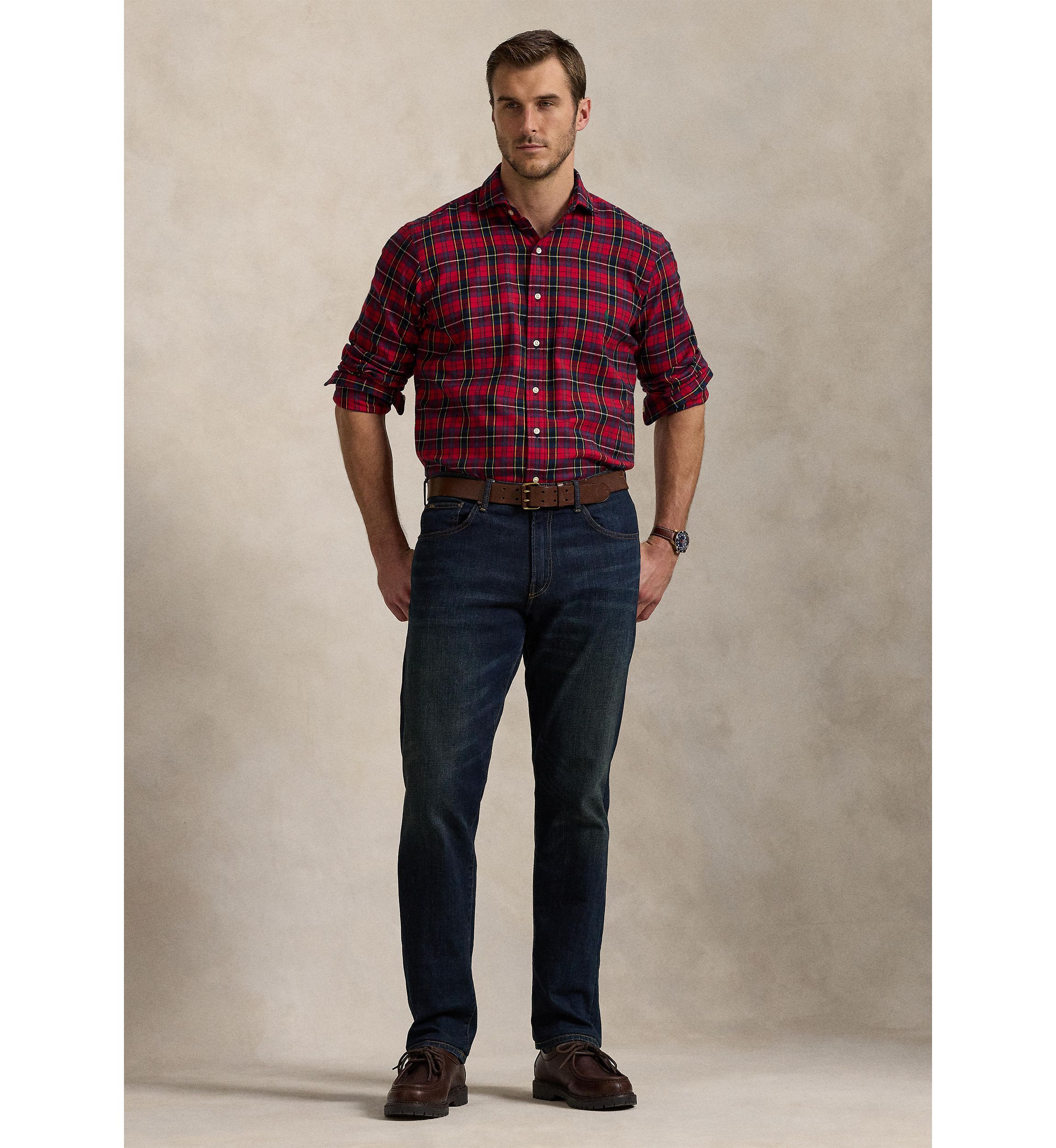 Big & Tall Classic Fit Plaid Brushed Twill Long Sleeve Woven Shirt