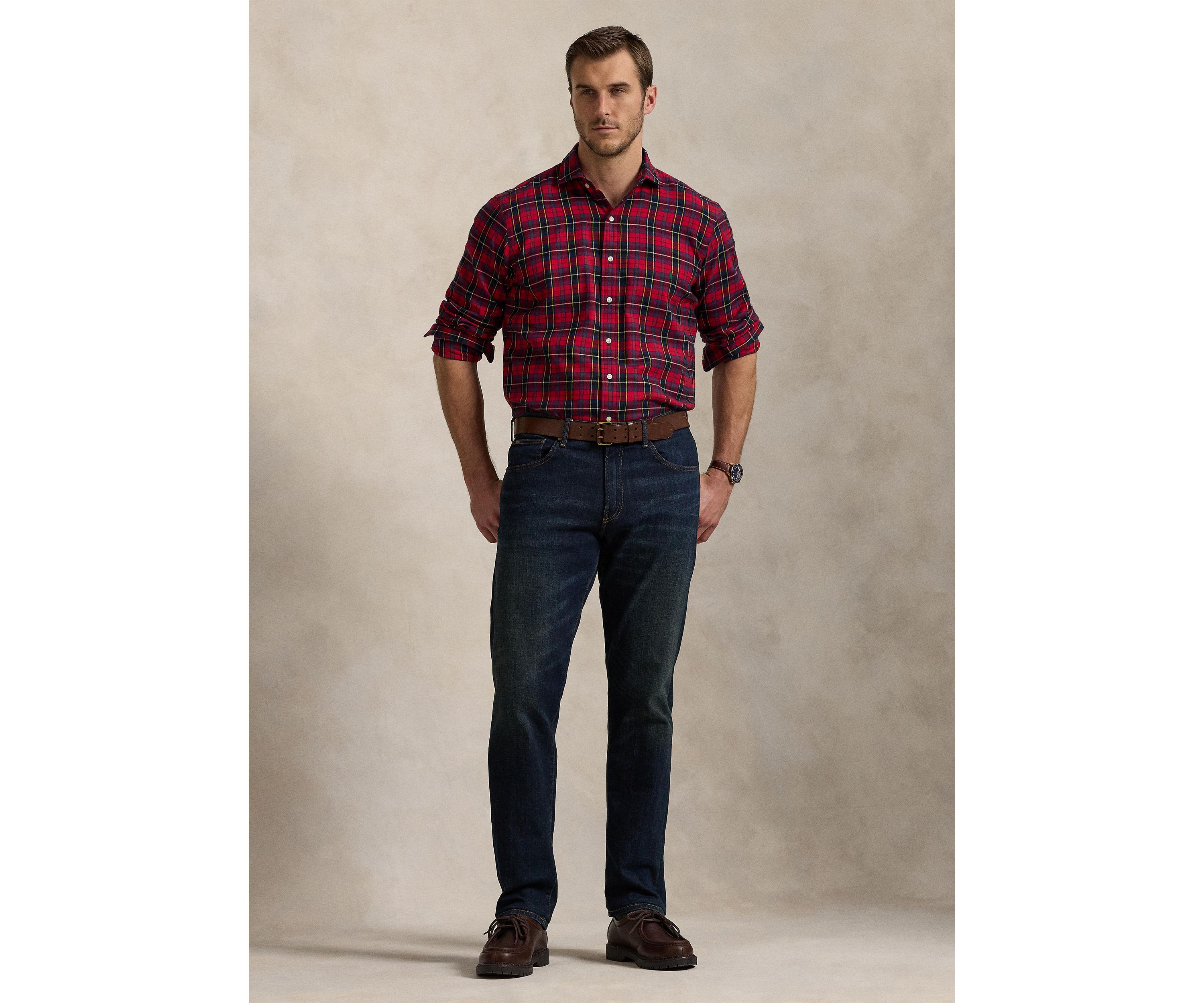 Big & Tall Classic Fit Plaid Brushed Twill Long Sleeve Woven Shirt