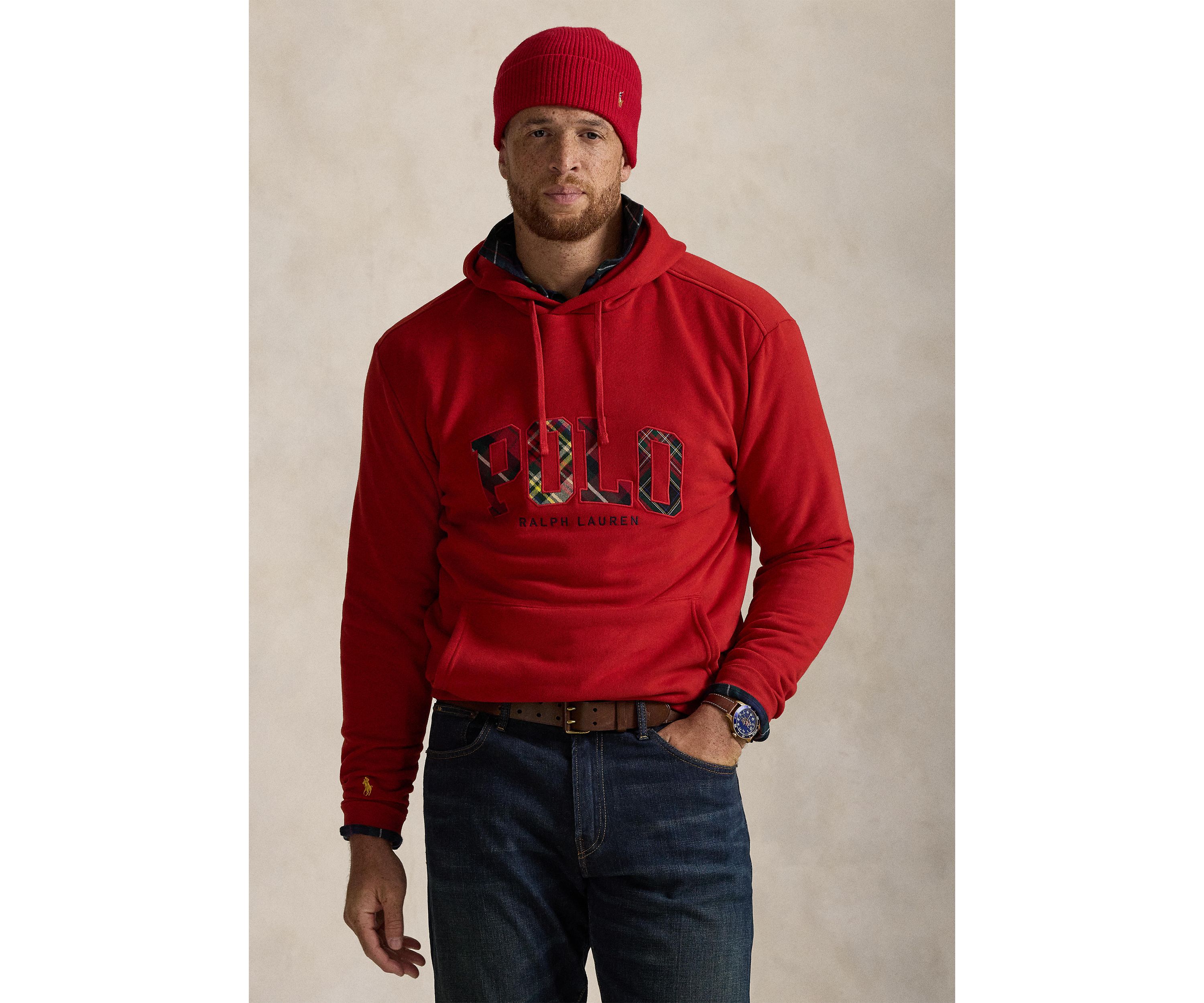 Big & Tall RL Fleece Plaid Logo Hoodie