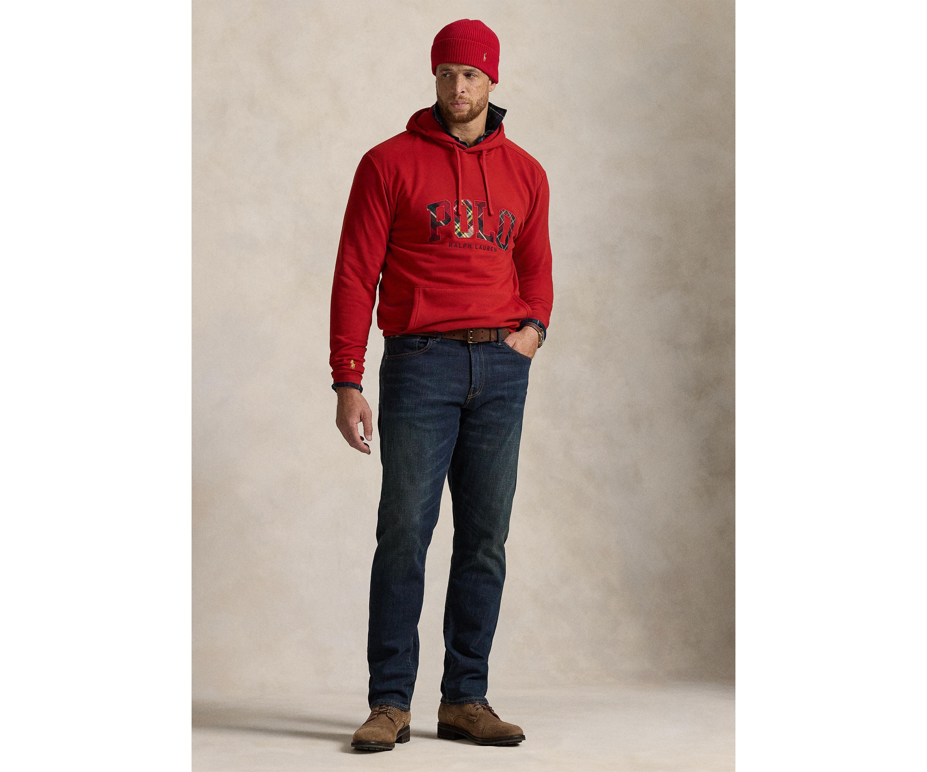 Big & Tall RL Fleece Plaid Logo Hoodie