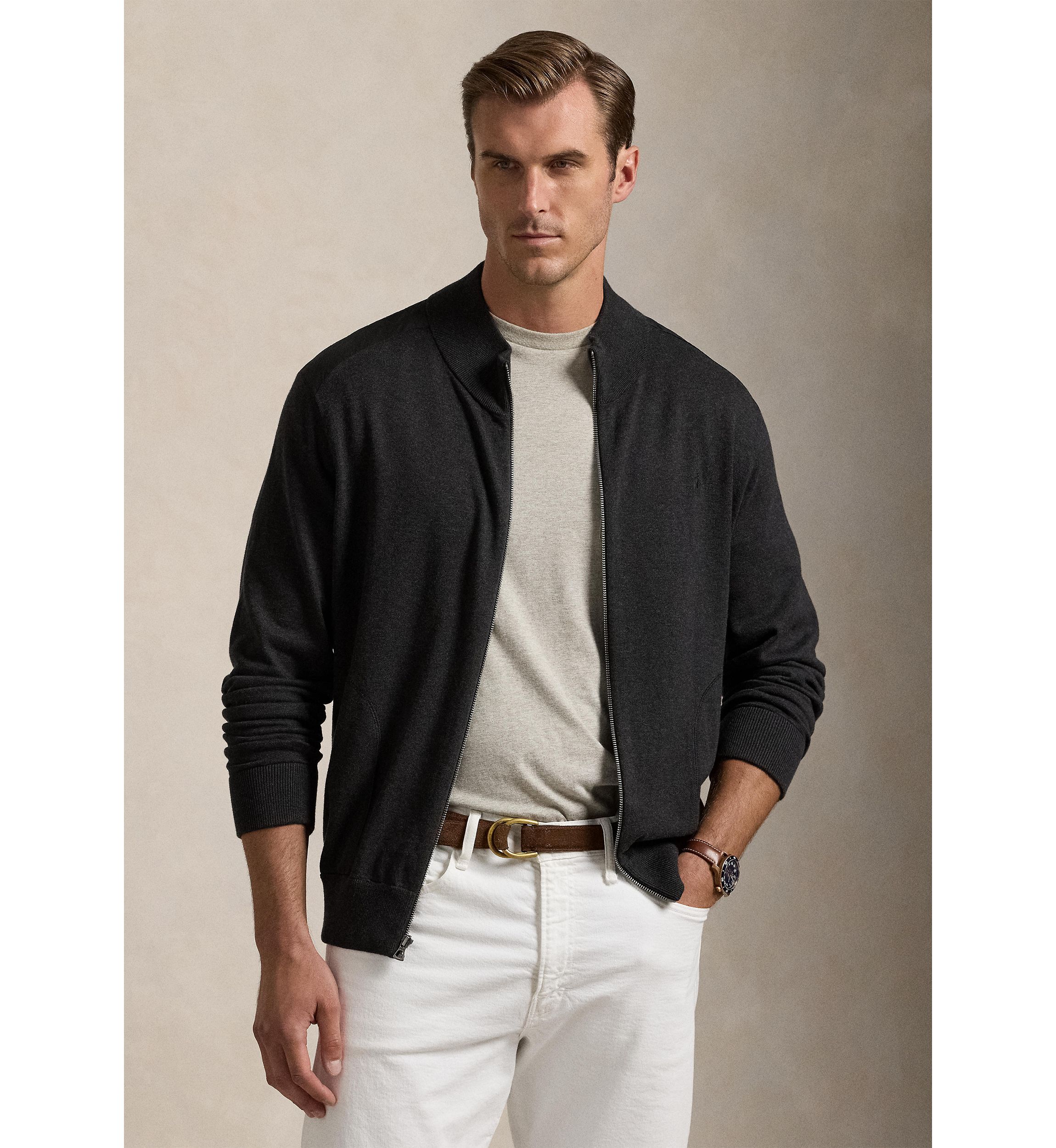 Big & Tall Hybrid Full-Zip Mock Neck Sweater