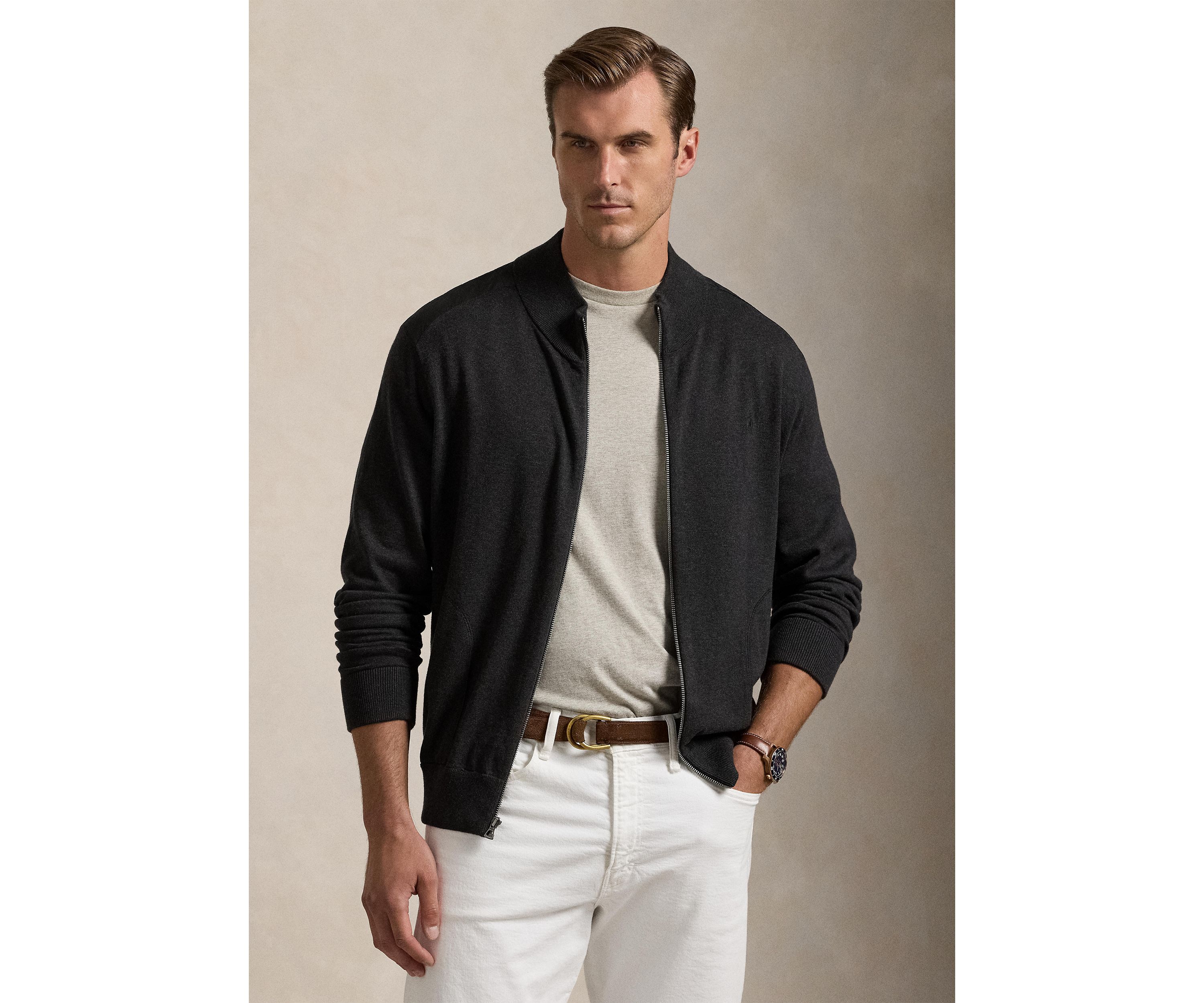 Big & Tall Hybrid Full-Zip Mock Neck Sweater