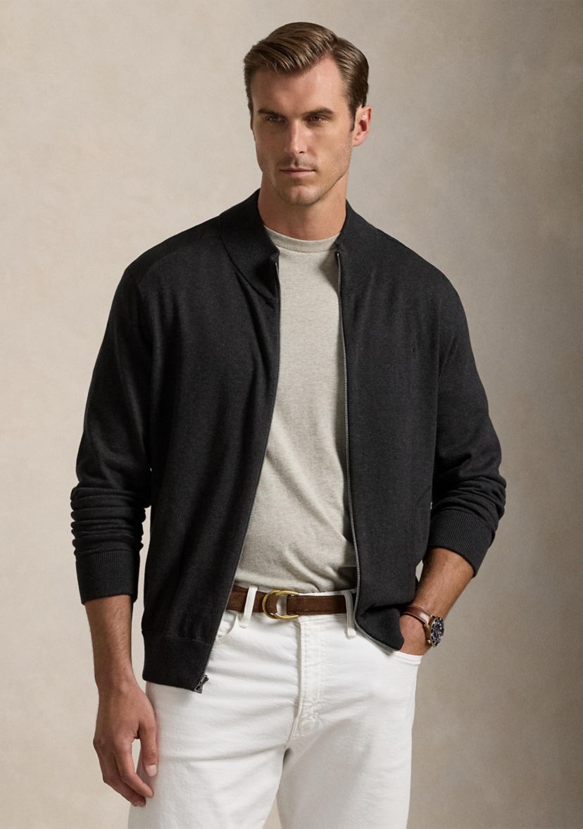 Big & Tall Hybrid Full-Zip Mock Neck Sweater