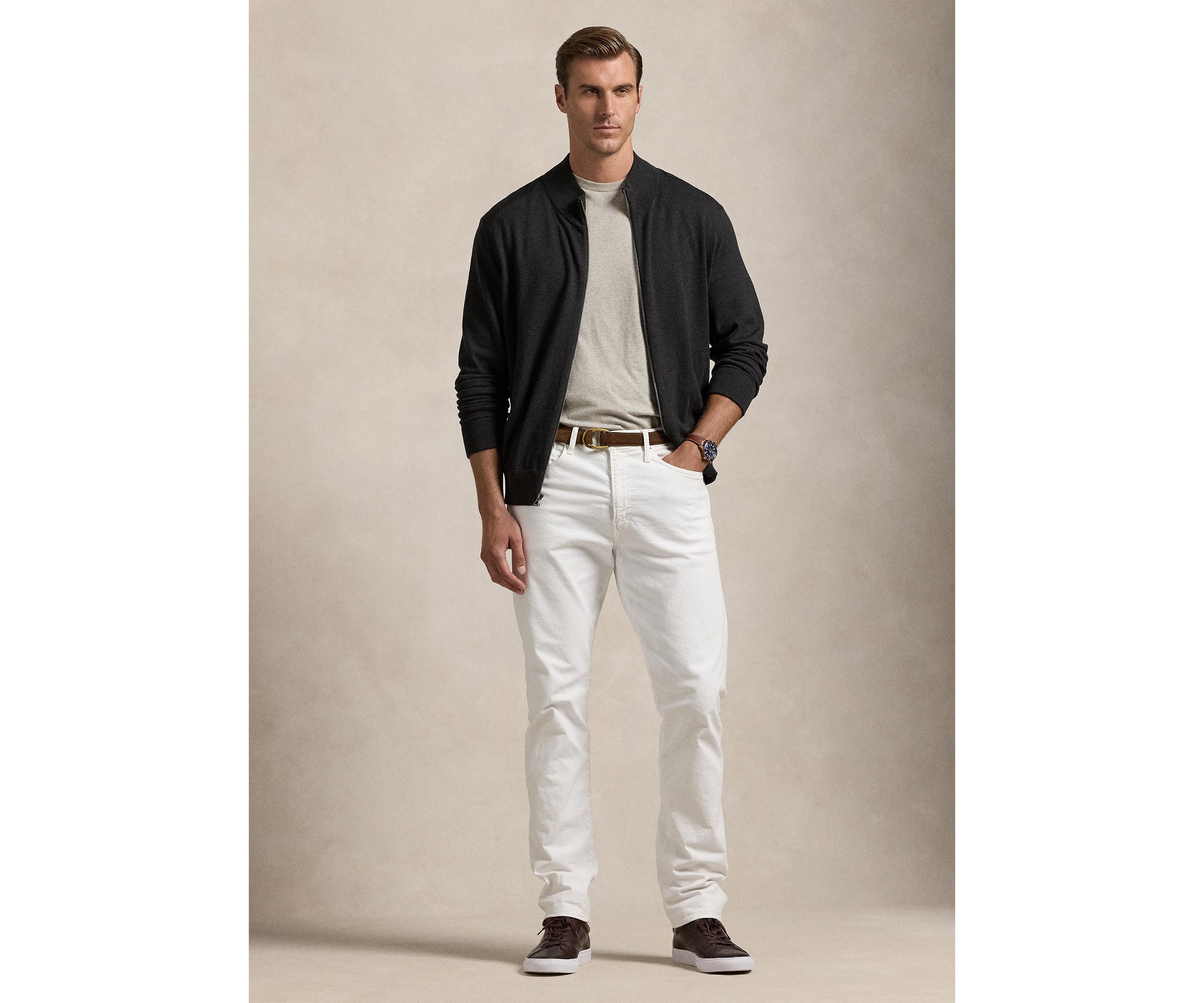 Big & Tall Hybrid Full-Zip Mock Neck Sweater