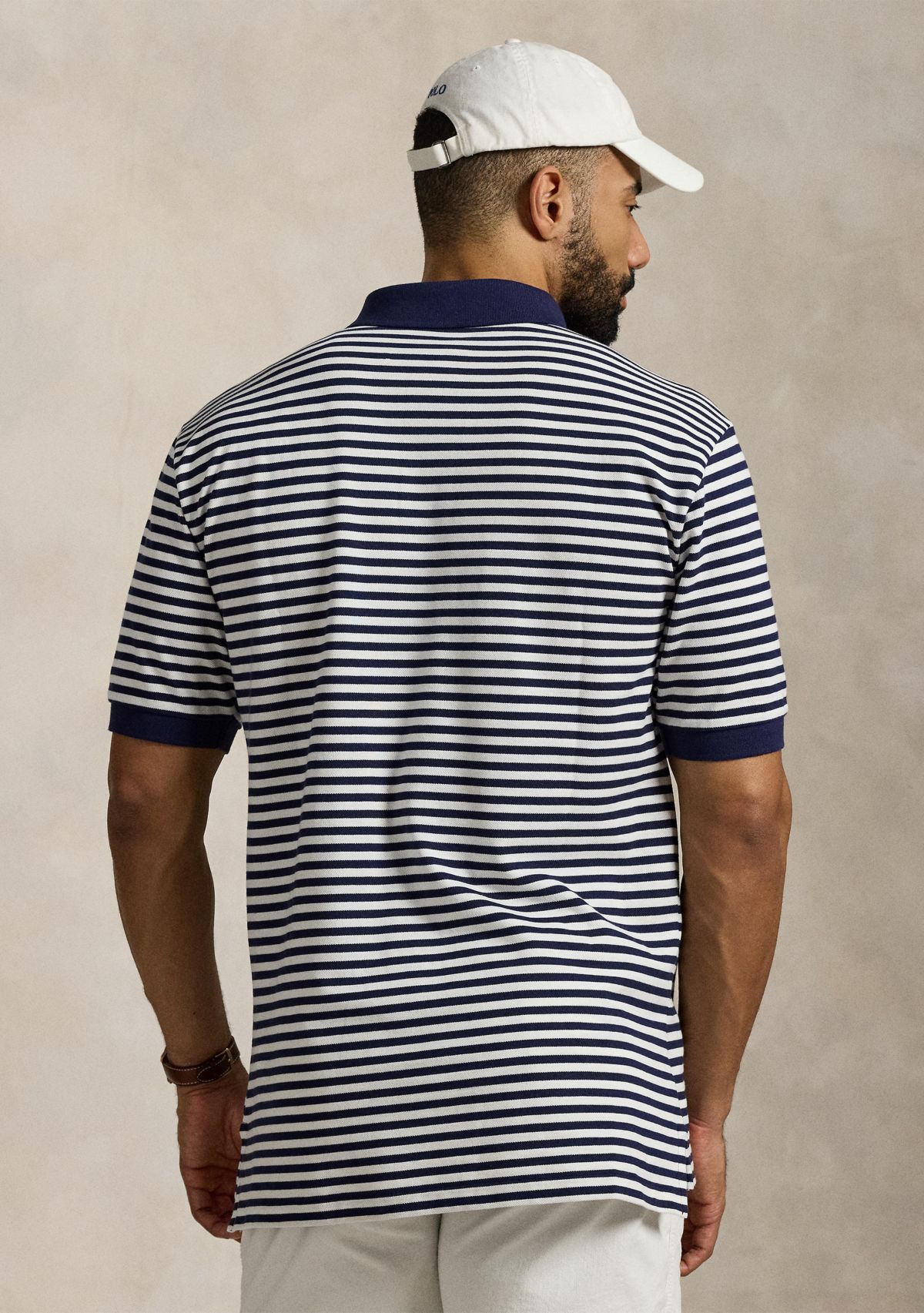 Big & Tall Striped Mesh Polo Shirt