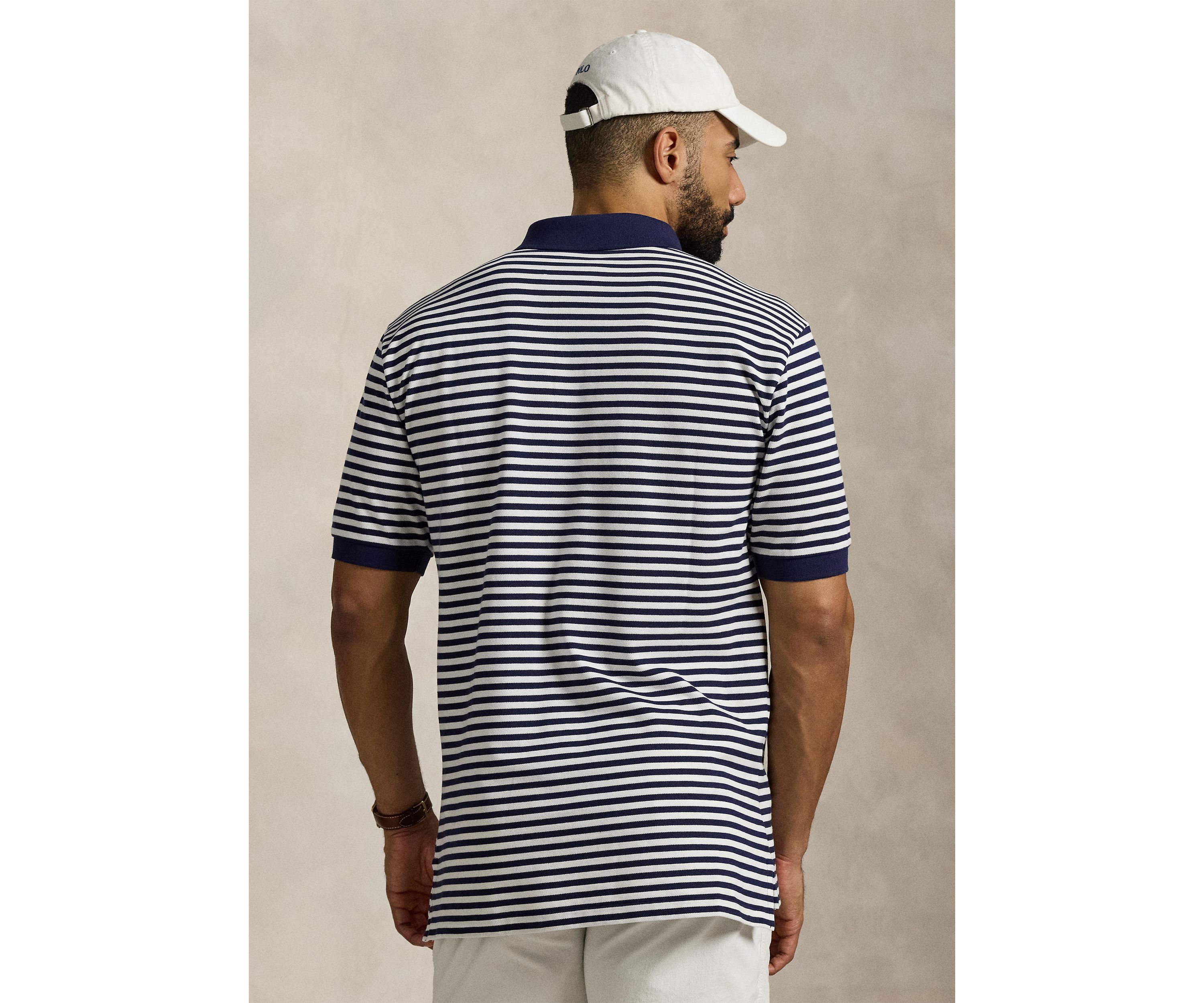 Big & Tall Striped Mesh Polo Shirt