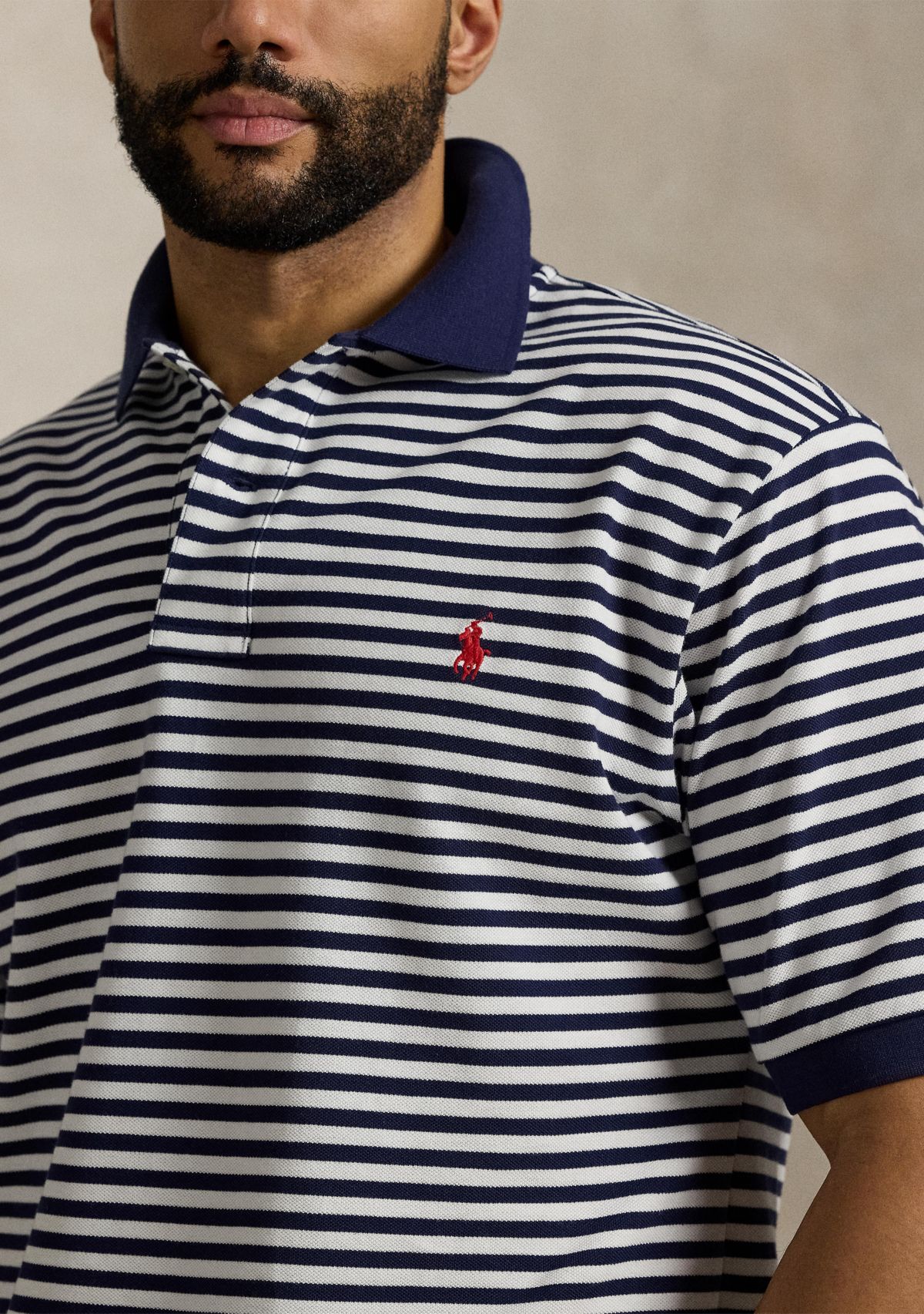 Big & Tall Striped Mesh Polo Shirt