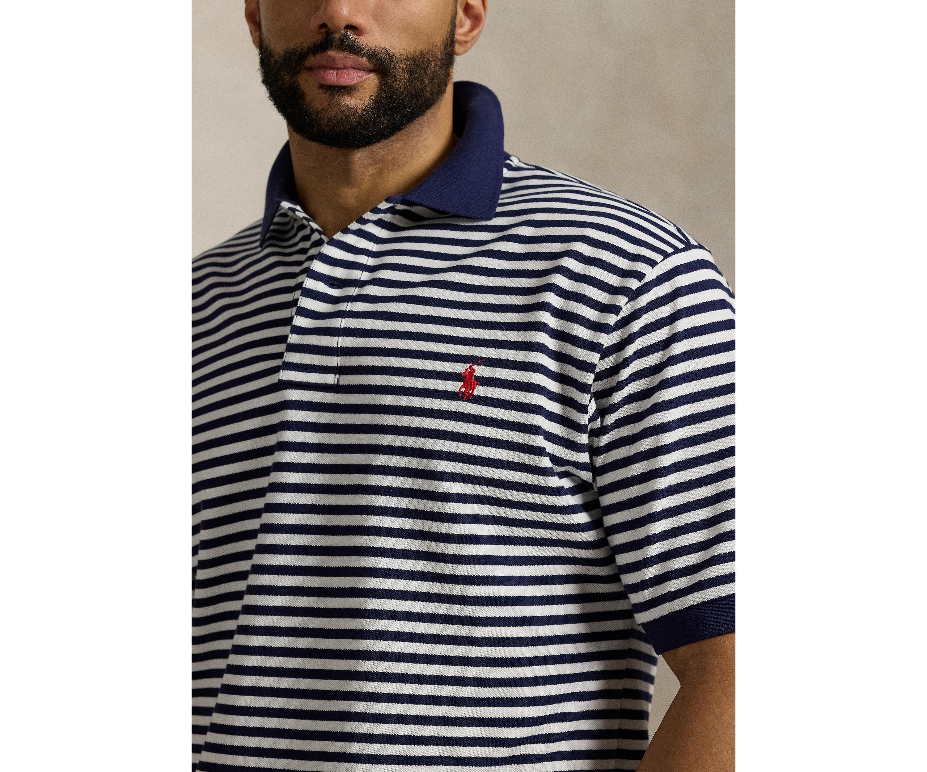 Big & Tall Striped Mesh Polo Shirt