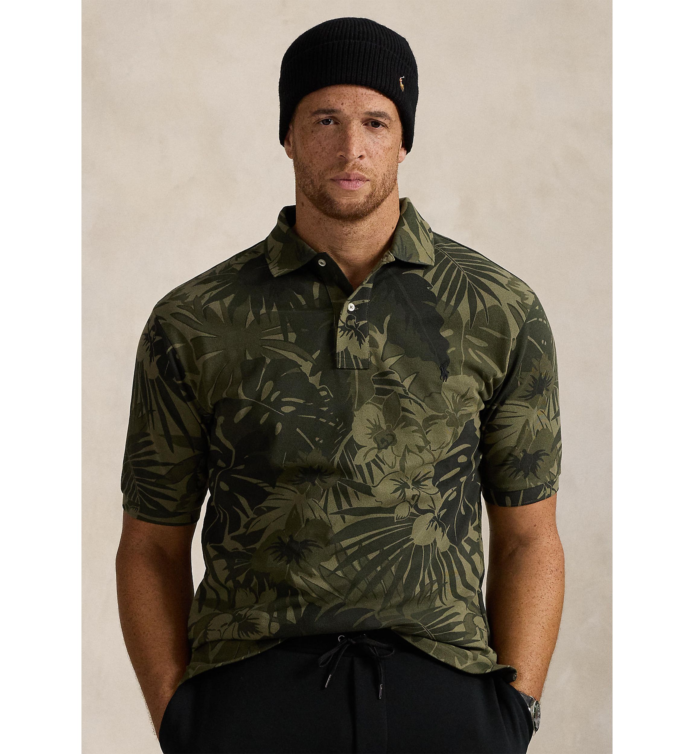 Big & Tall Palm-Camo Mesh Polo Shirt