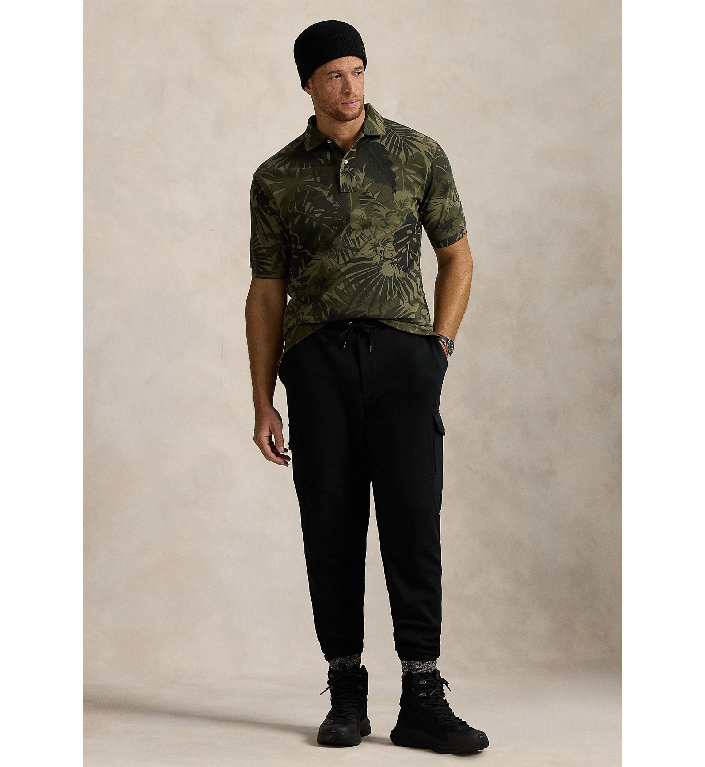 Big & Tall Palm-Camo Mesh Polo Shirt
