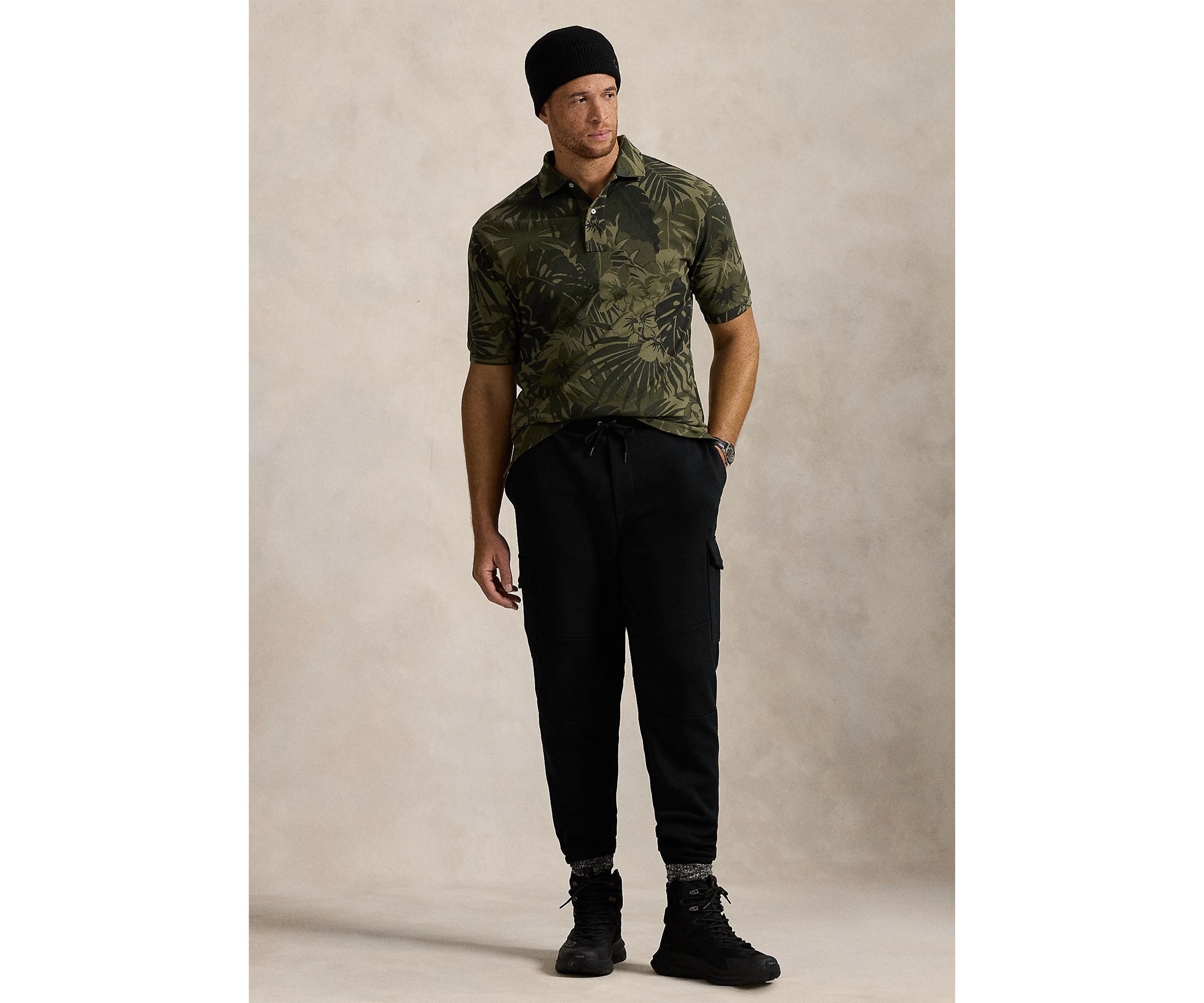 Big & Tall Palm-Camo Mesh Polo Shirt