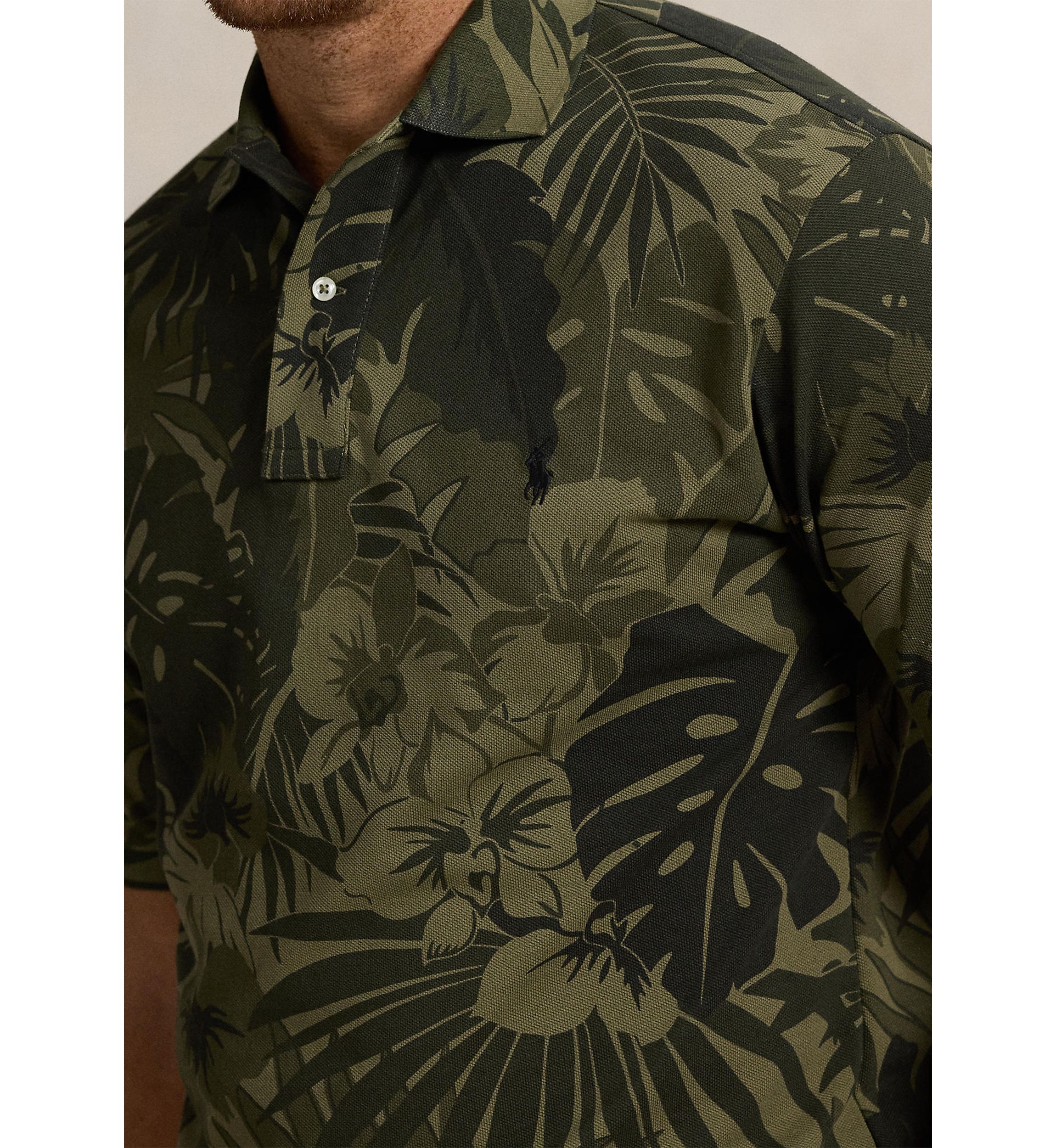 Big & Tall Palm-Camo Mesh Polo Shirt