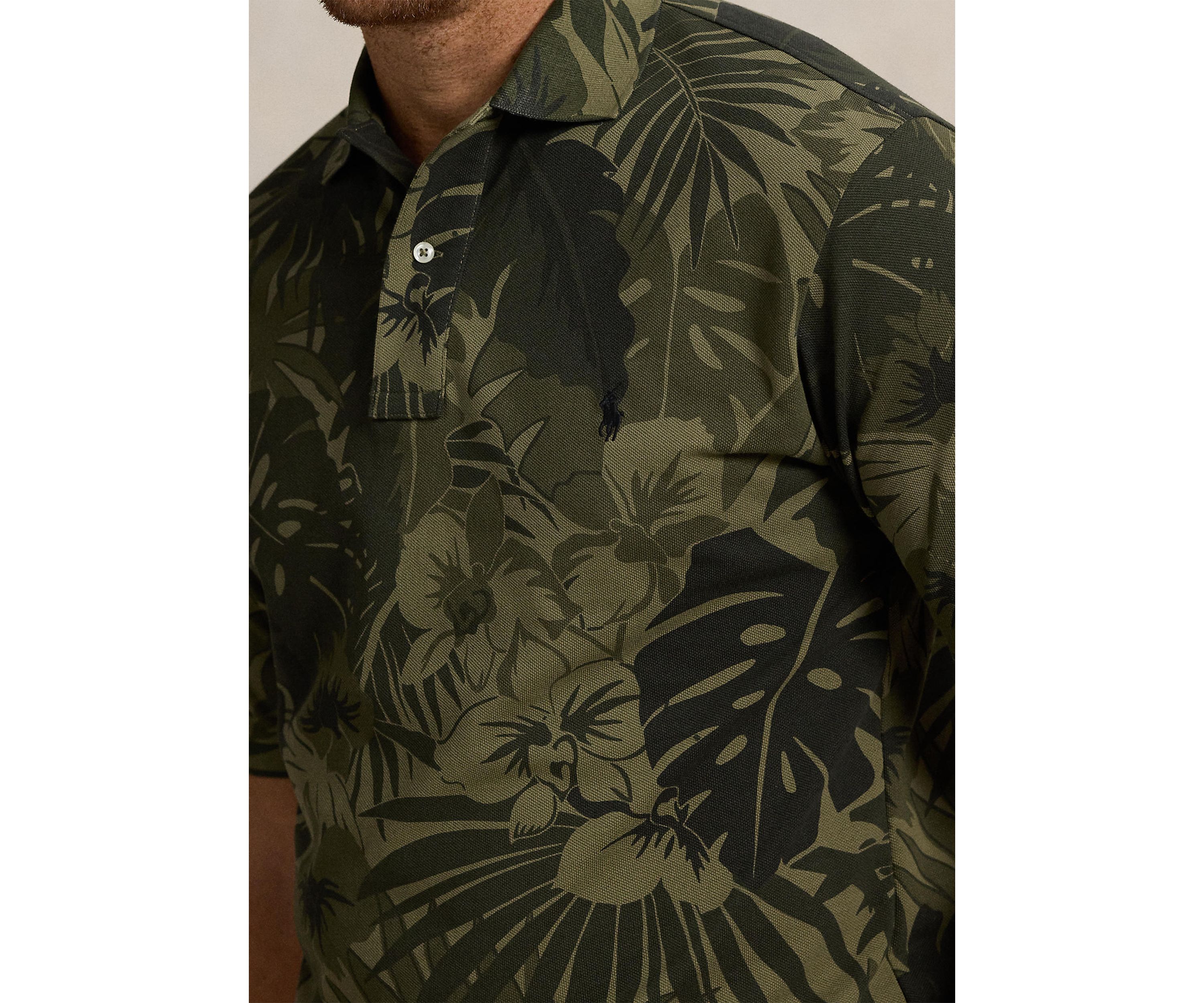 Big & Tall Palm-Camo Mesh Polo Shirt