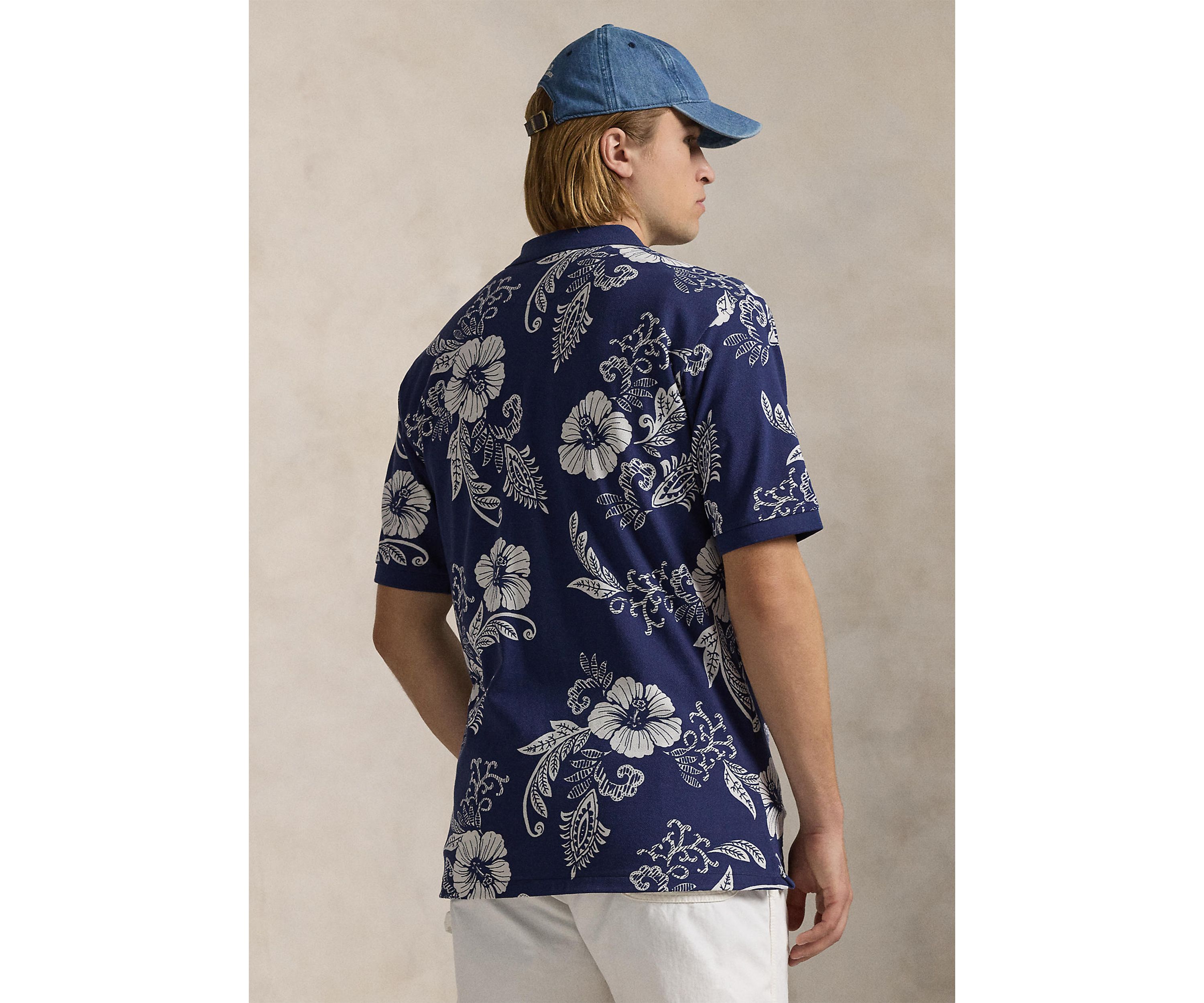 Big & Tall Hibiscus Print Mesh Polo Shirt