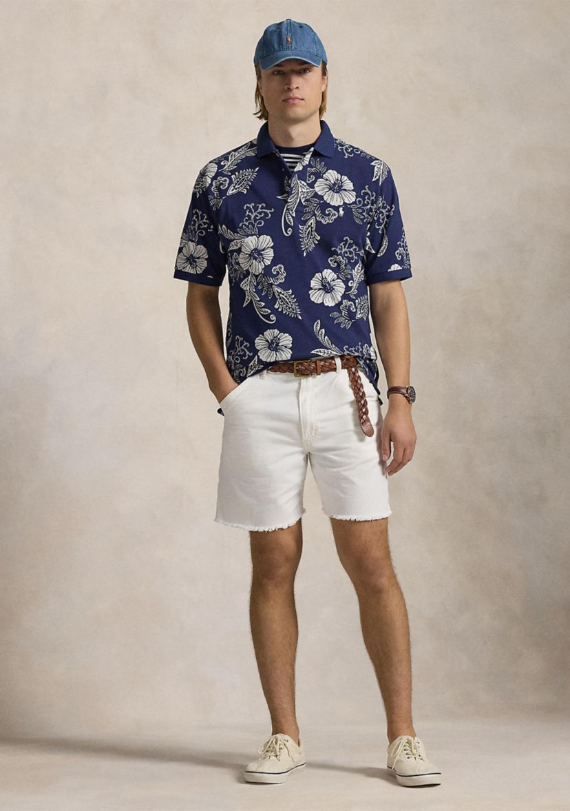 Big & Tall Hibiscus Print Mesh Polo Shirt