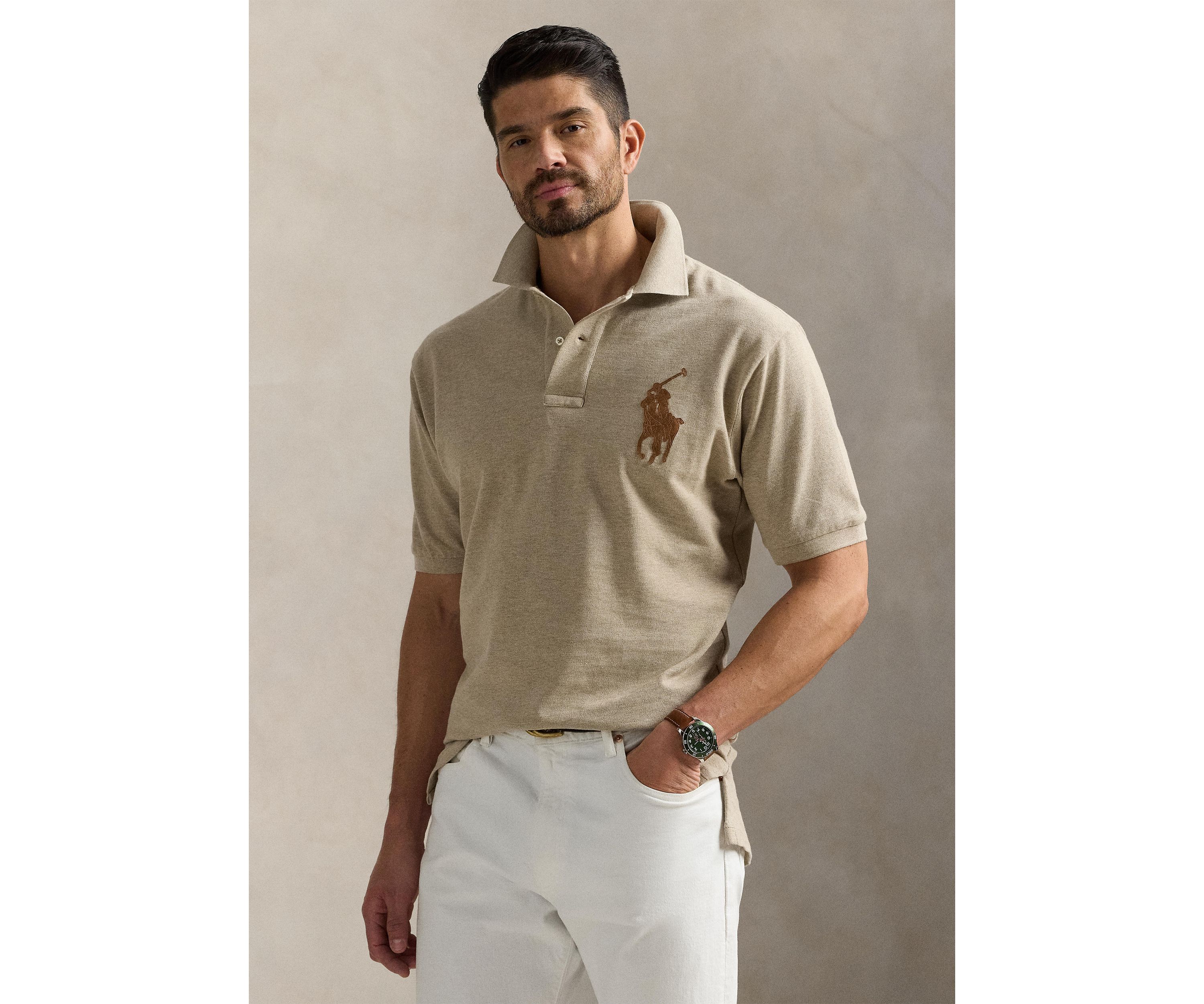 Big & Tall Leather Pony Mesh Polo Shirt