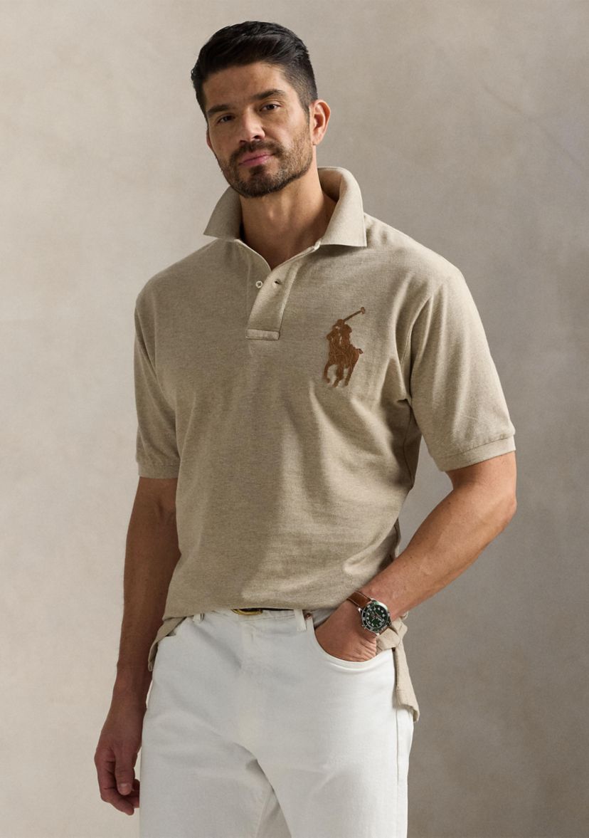 Big & Tall Leather Pony Mesh Polo Shirt
