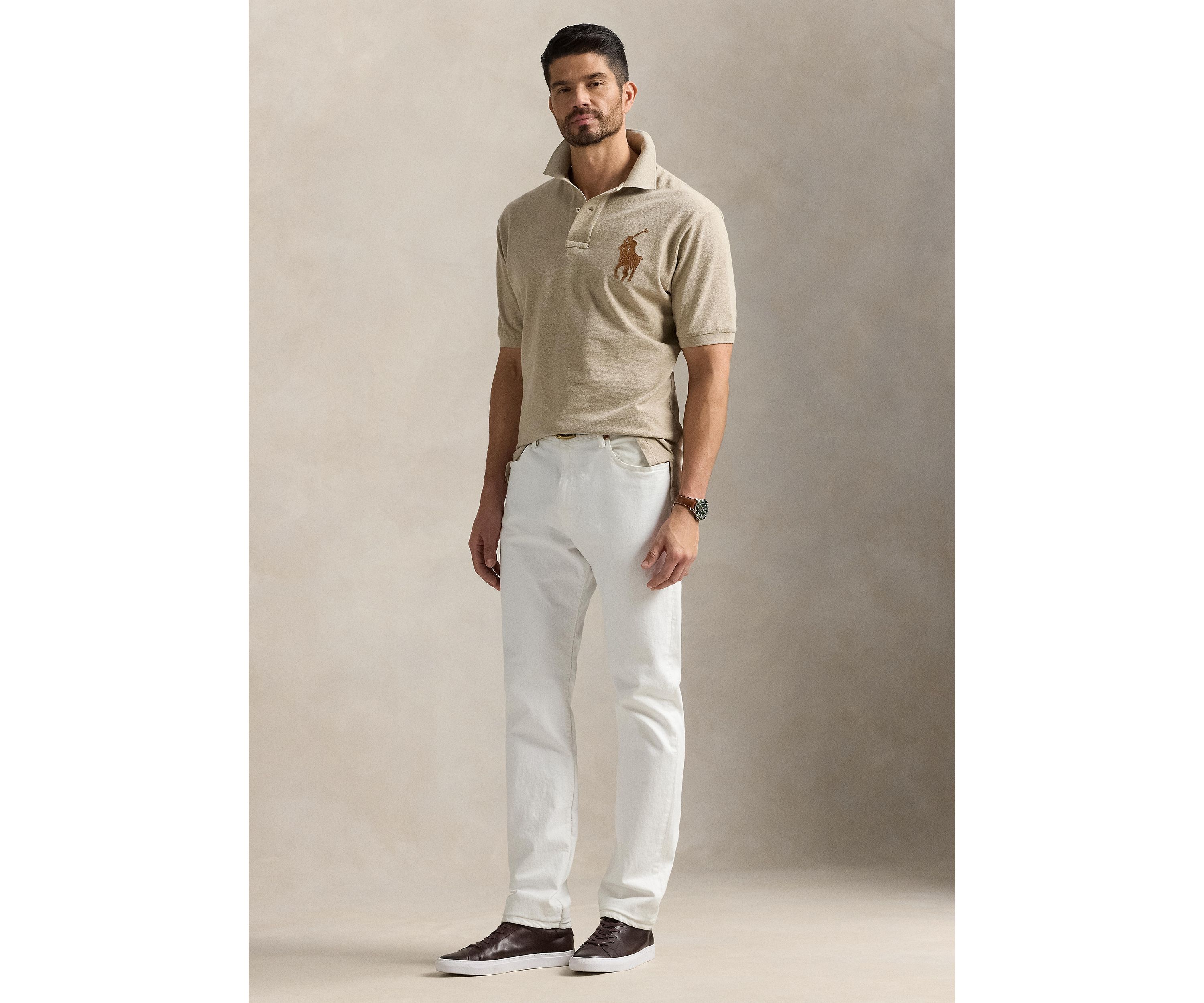 Big & Tall Leather Pony Mesh Polo Shirt