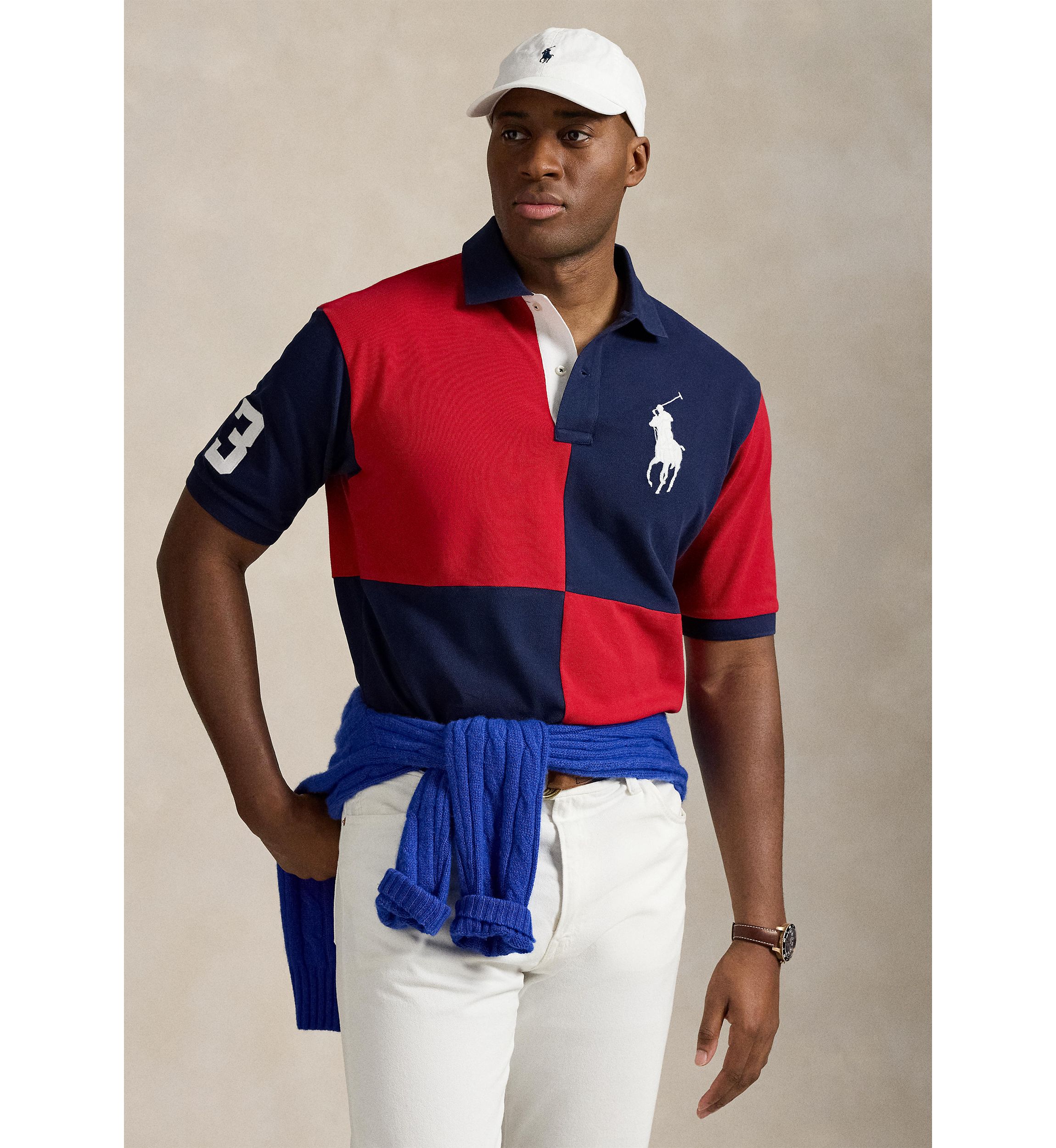 Big & Tall Big Pony Color Blocked Mesh Polo Shirt
