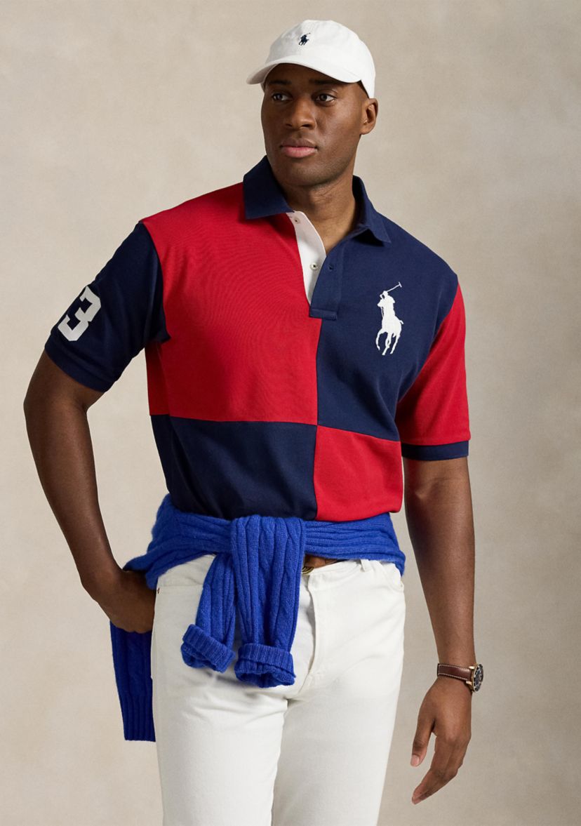 Big & Tall Big Pony Color Blocked Mesh Polo Shirt